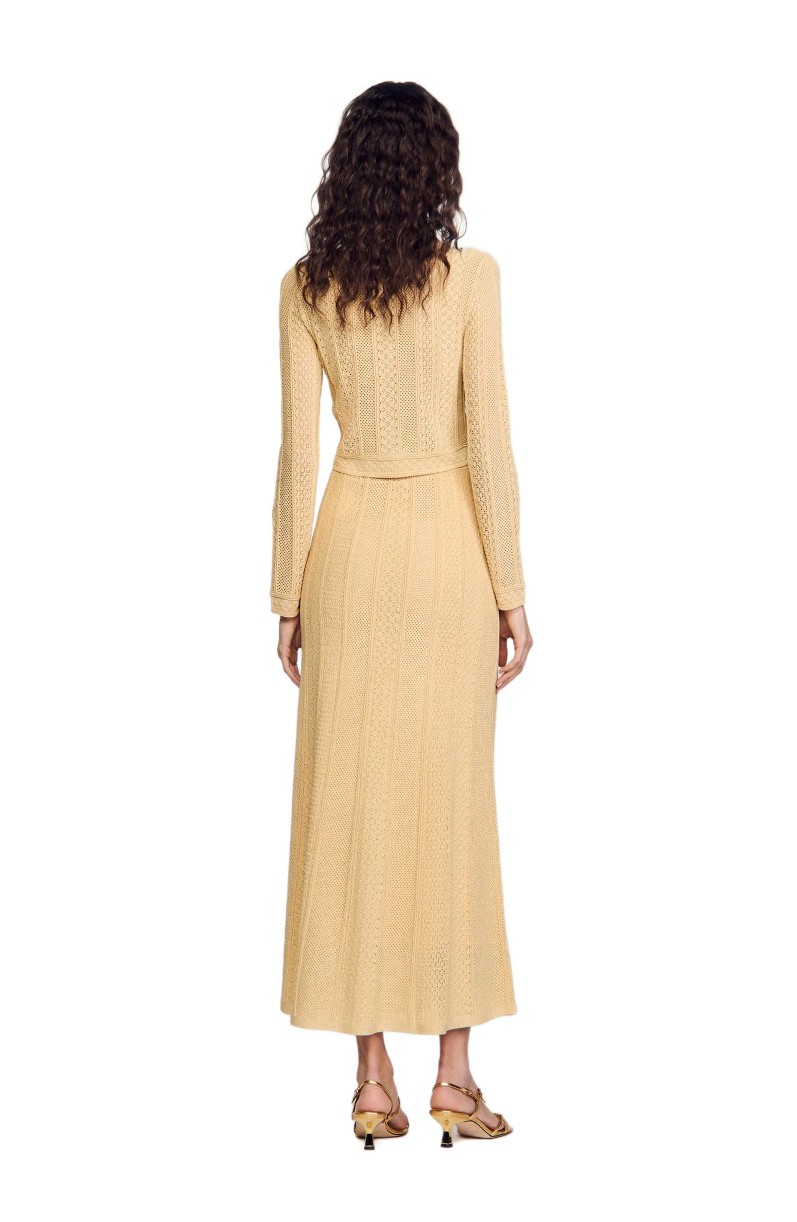 SANDRO Pointelle knit maxi skirt in Gold at Nordstrom - 2