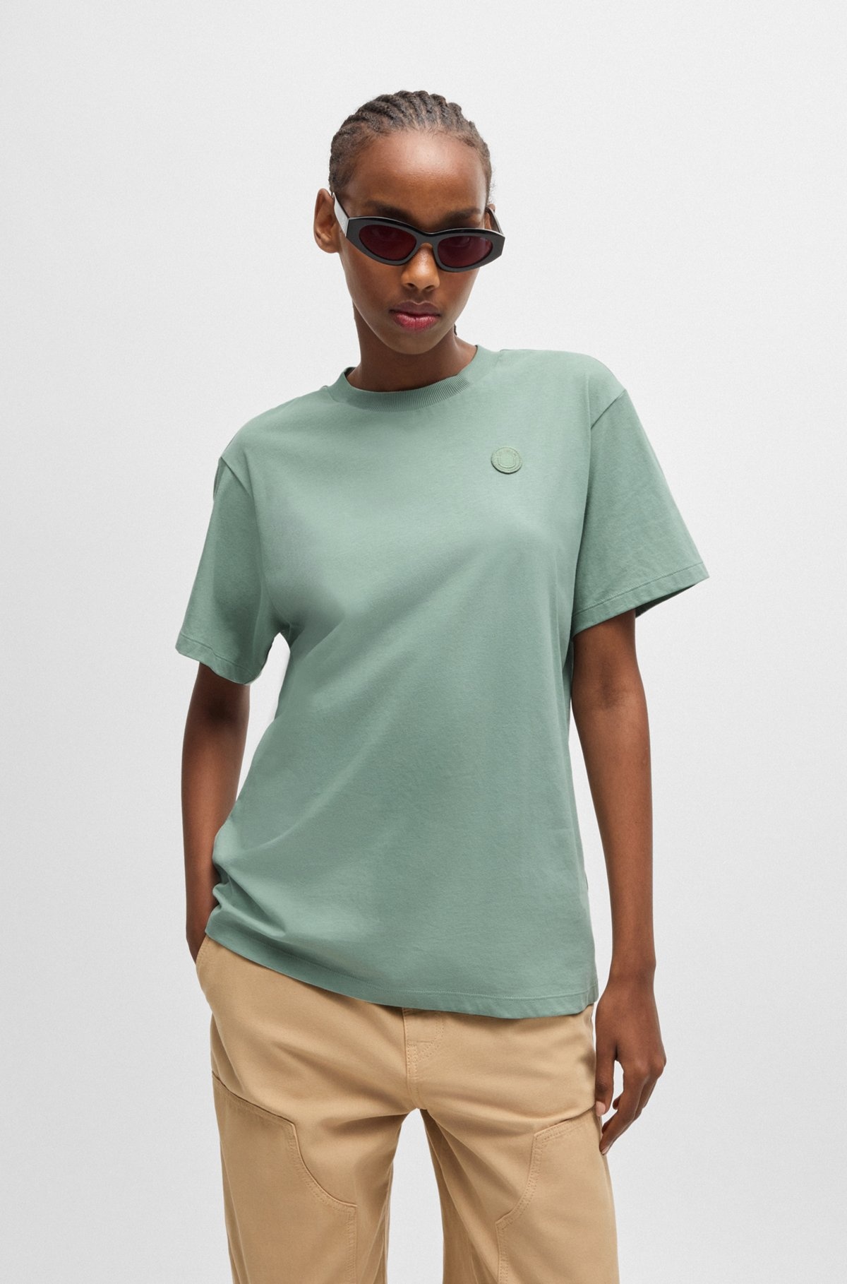 COTTON JERSEY T-SHIRT WITH CURVED LOGO - 2