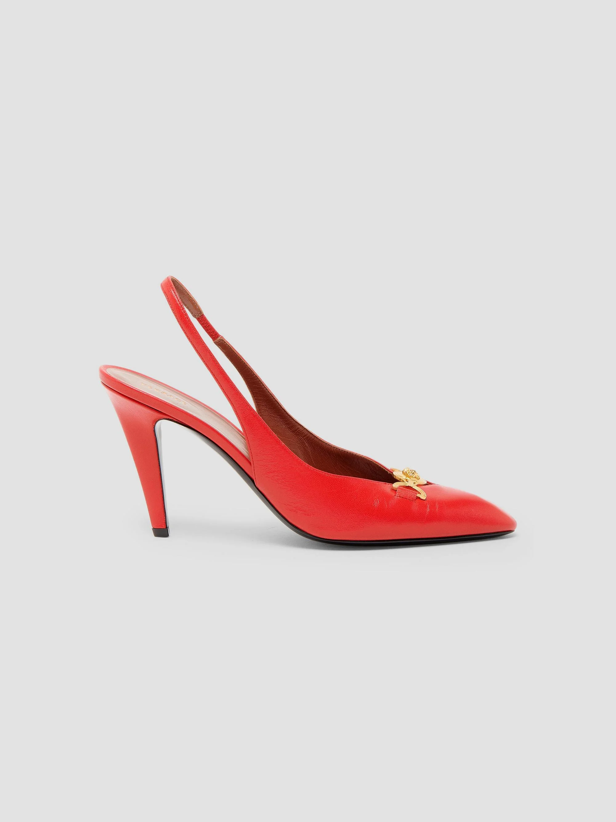 Women's 90MM Medusa Leather Slingback Pumps - Papavero Vibrated Hot - 1