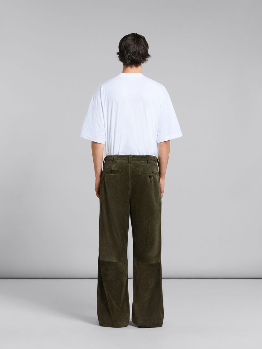 GREEN COMPACT SUEDE TROUSERS - 3