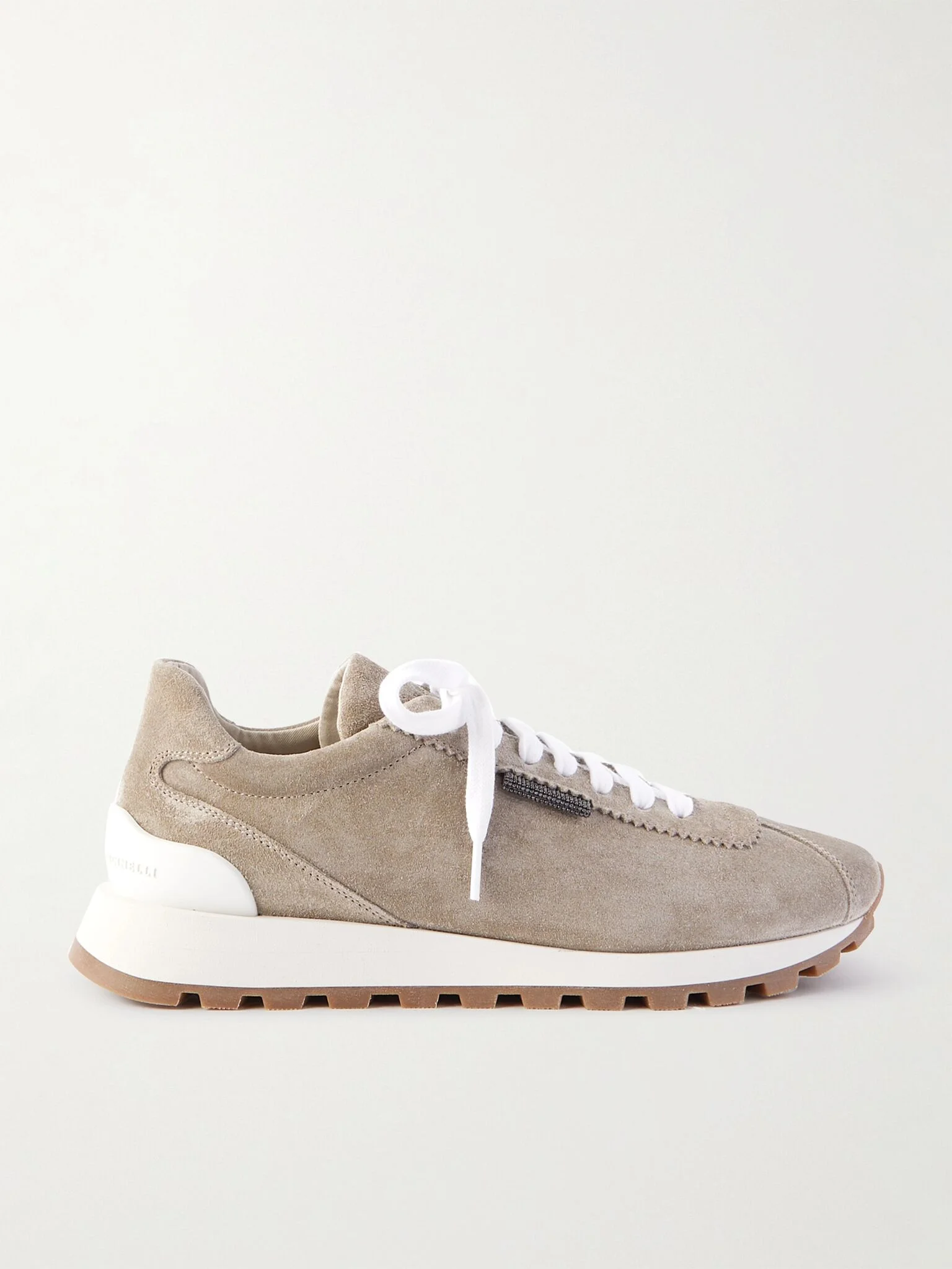 Bead-embellished suede sneakers Gray - 1