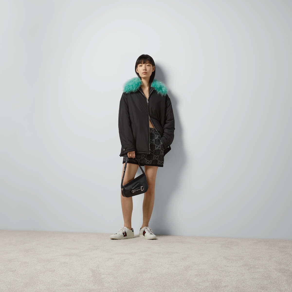 Nylon jacket with Horsebit belt - 2