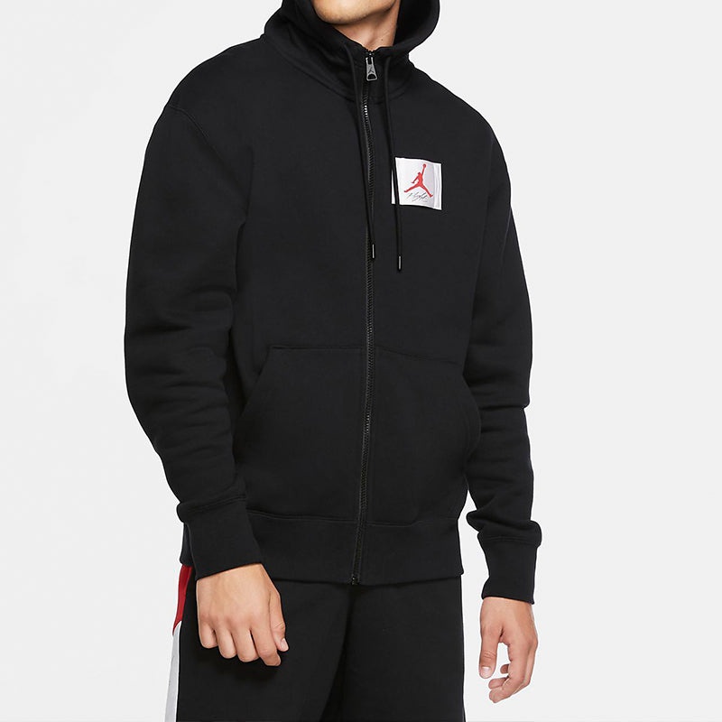 Air Jordan Flight Fleece Cardigan hooded Casual Sports Jacket Black CV6145-010 - 6