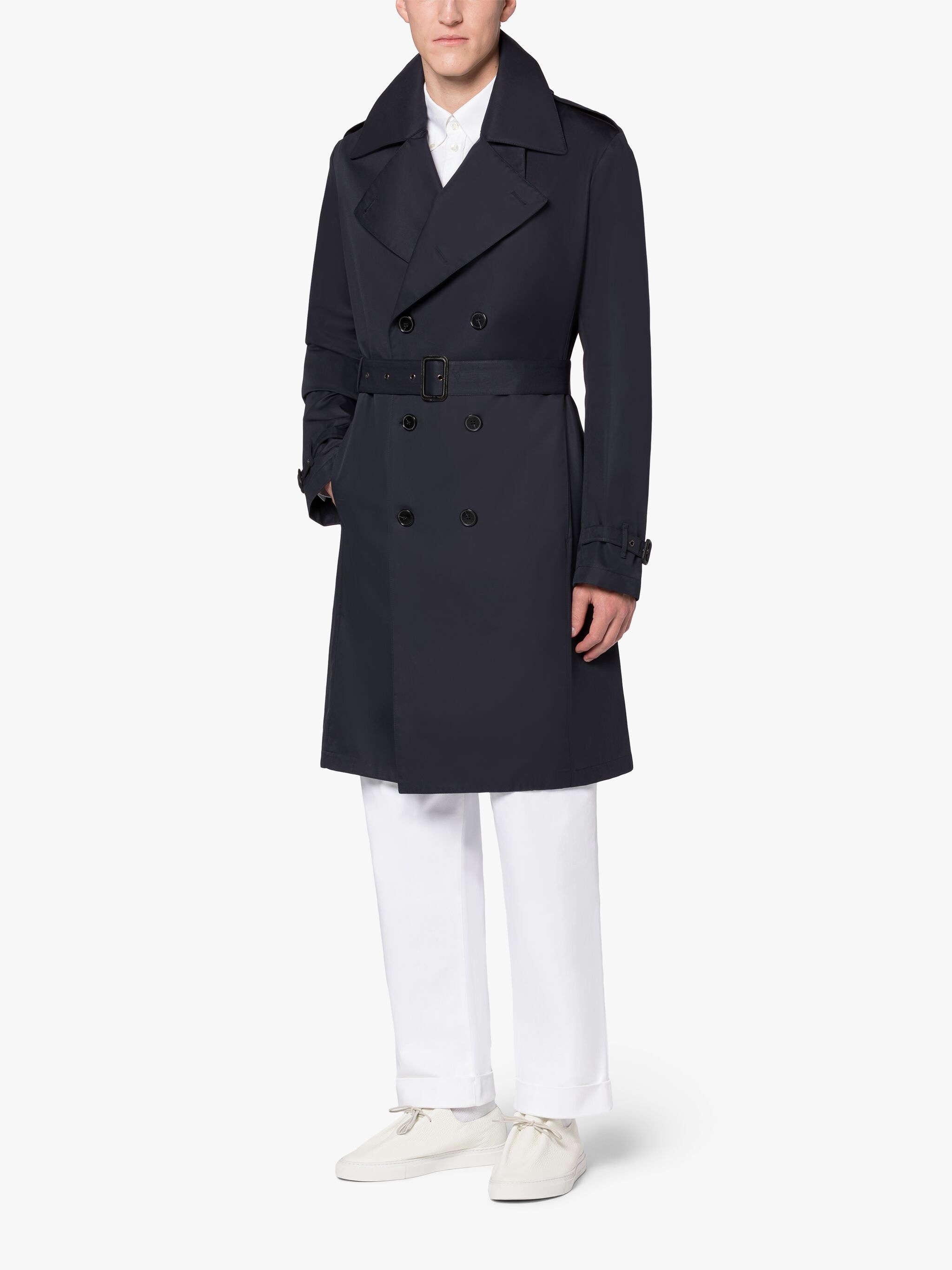 ST ANDREWS NAVY COTTON TRENCH COAT - 4