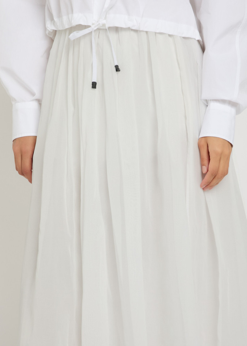 Brunello Cucinelli Gathered Cotton Midi Skirt 5