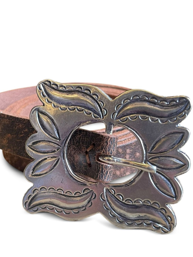 FORTELA silver-buckle leather belt outlook