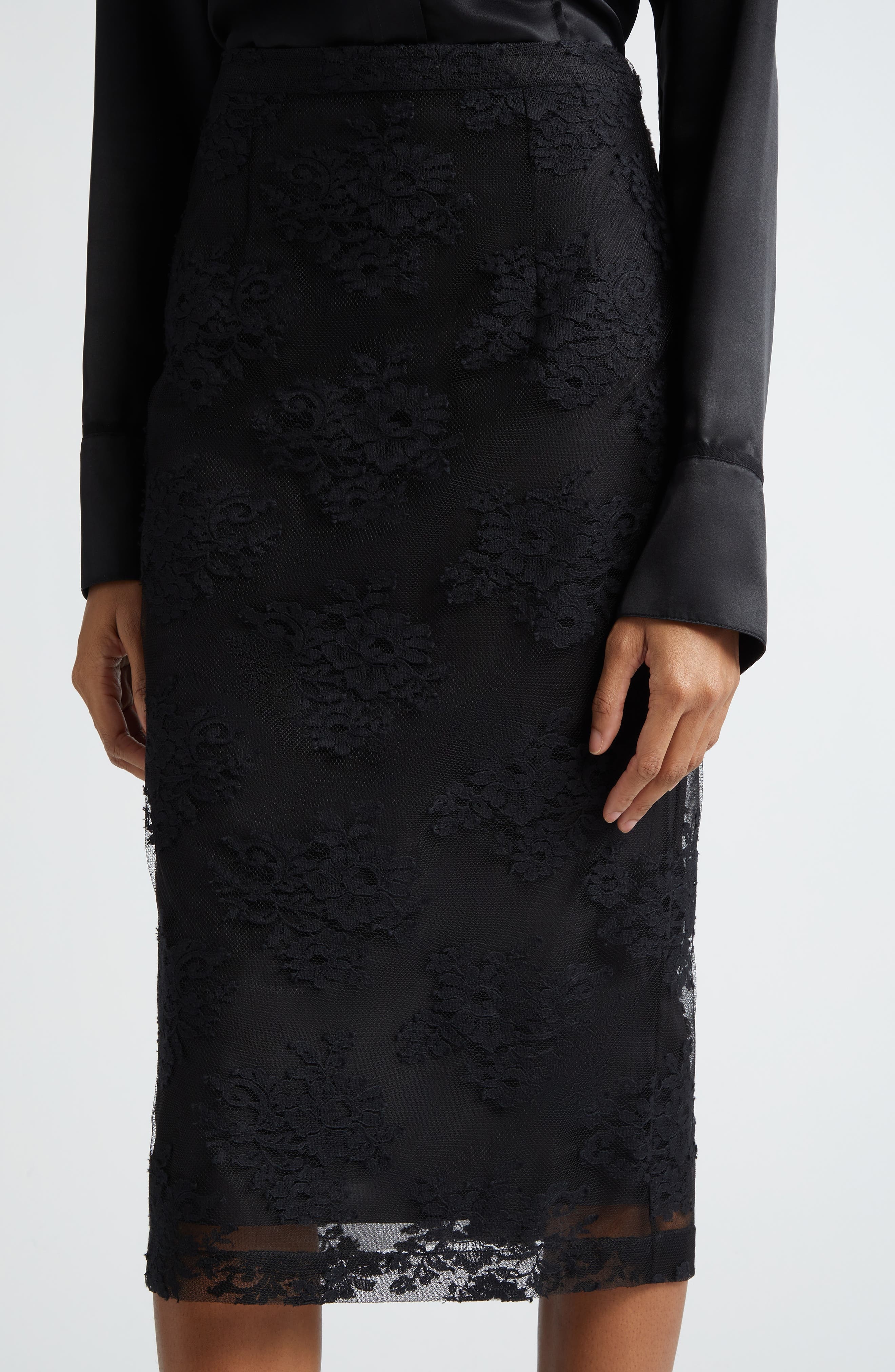 Floral Lace Pencil Skirt - 5