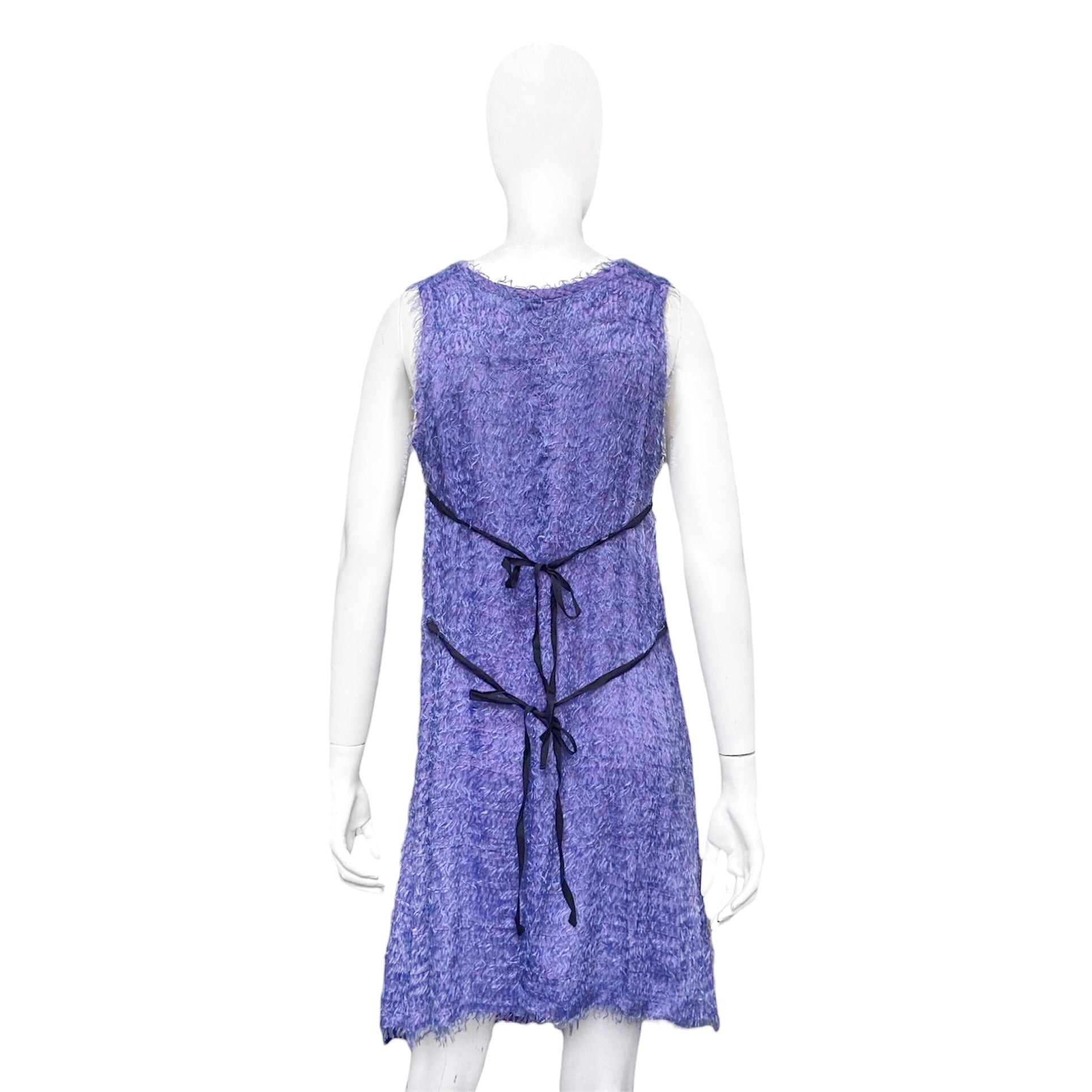 Ann Demeulemeester fall 2008 purple fur like fringe silk dress 36 - 7