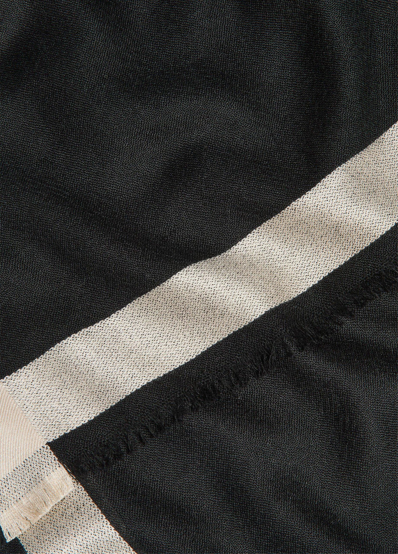 Vince Border-Stripe Cashmere-Silk Satin Scarf outlook