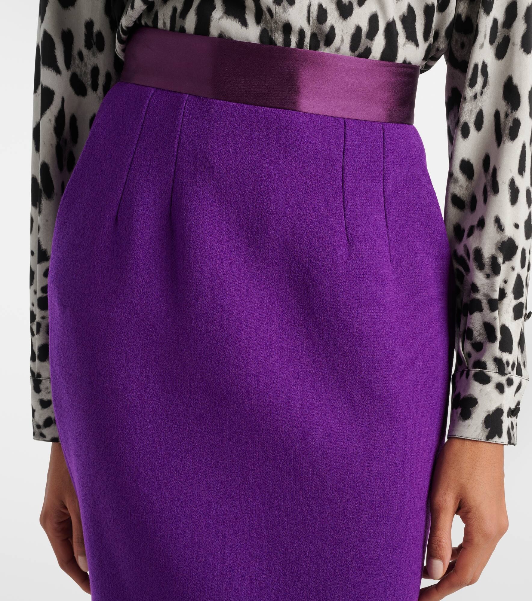 High-rise wool-blend crêpe pencil skirt - 5