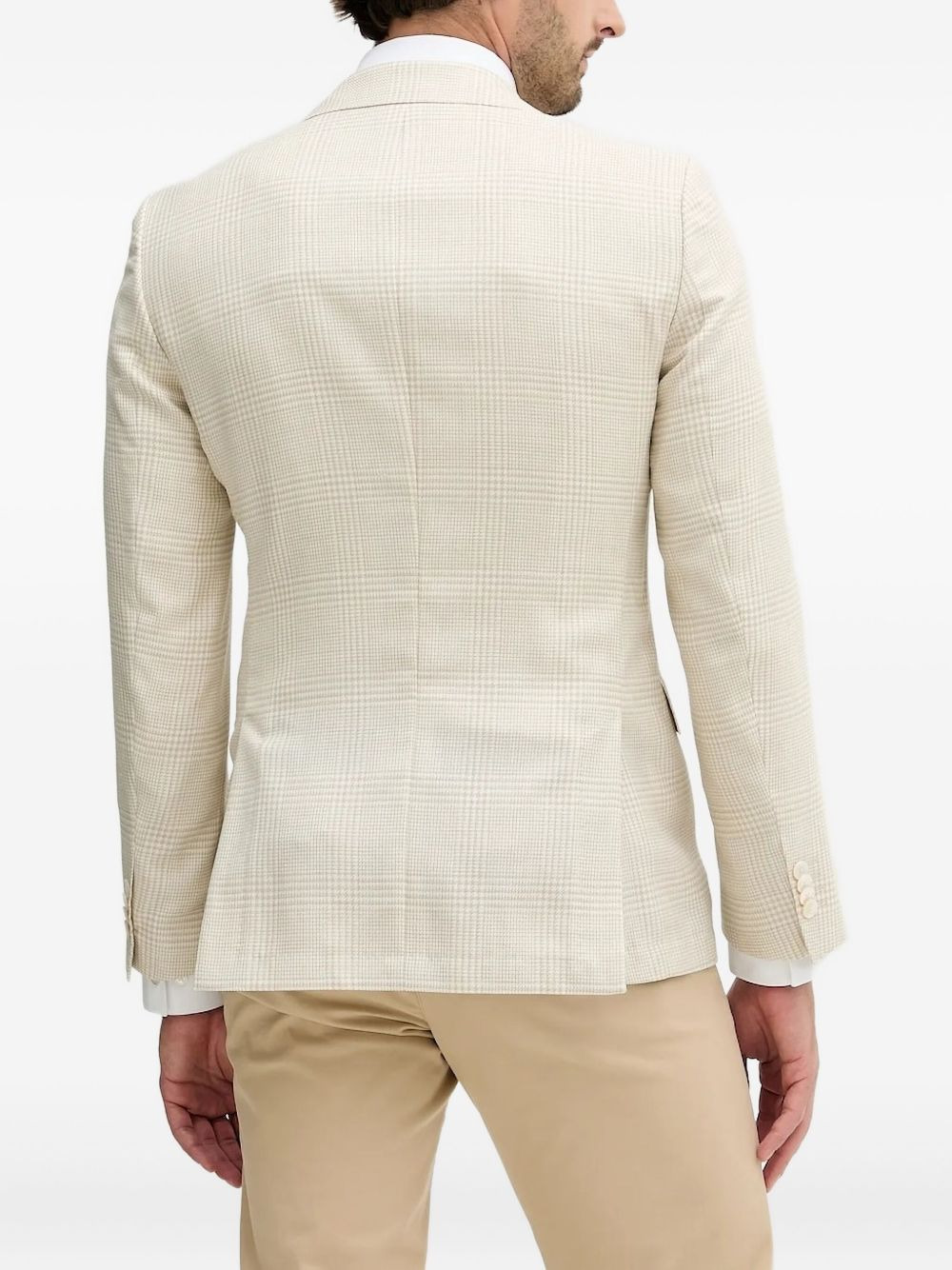 checked single-breasted blazer - 2