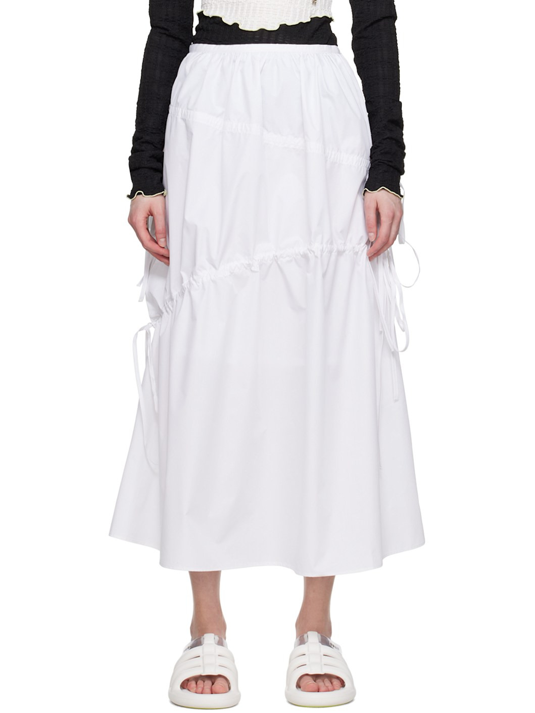 White Drawstring Maxi Skirt - 1