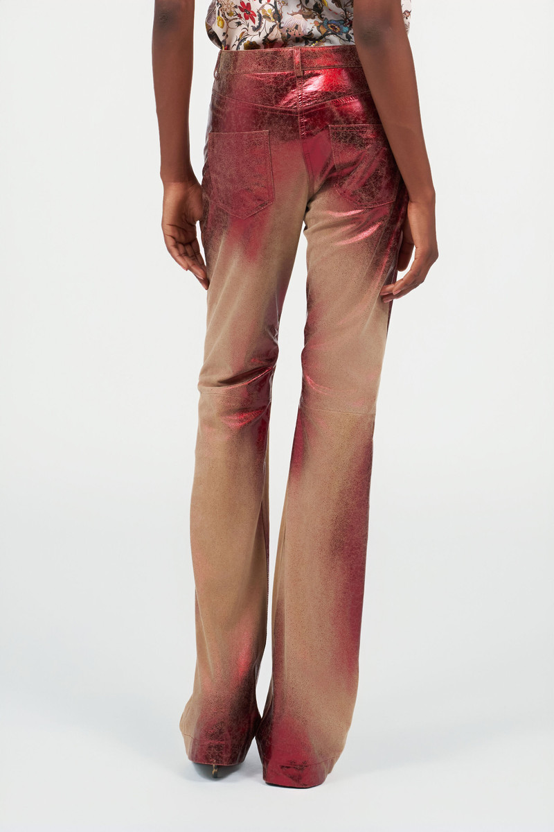Metallic Leather Flare Pants 4