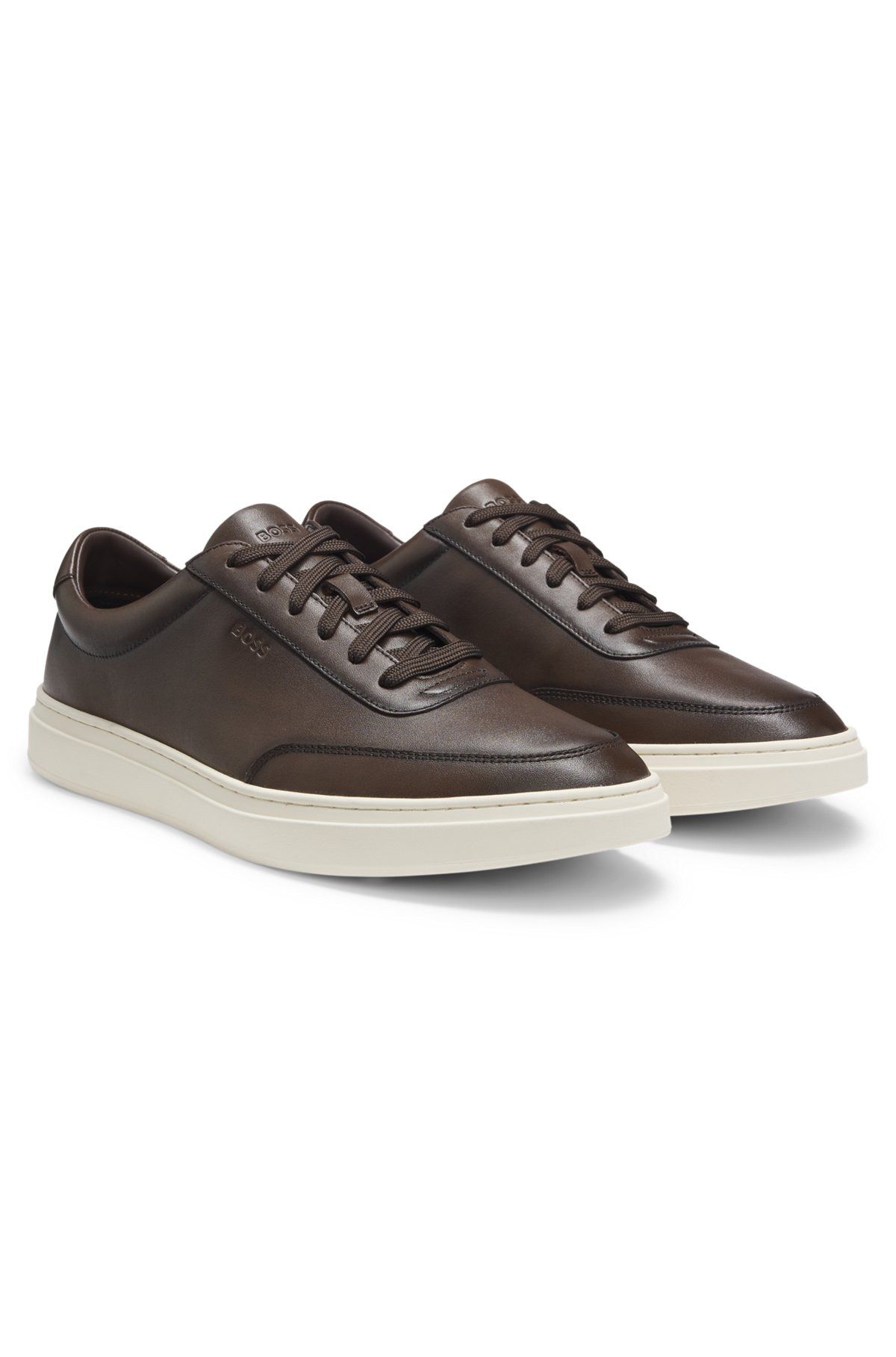 LEATHER TRAINERS WITH CONTRAST RUBBER OUTSOLE - 2