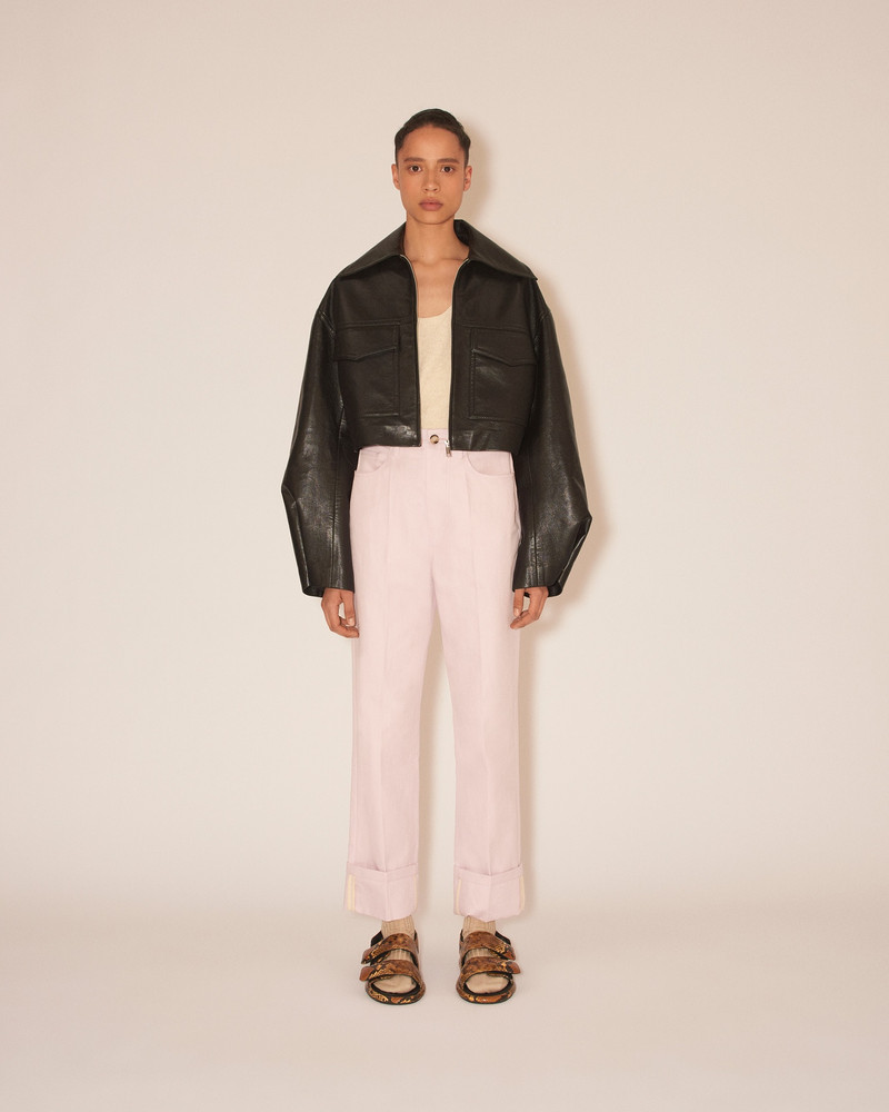 Nanushka SAPIR - Slim regenerated leather boxxy cropped jacket - Black outlook