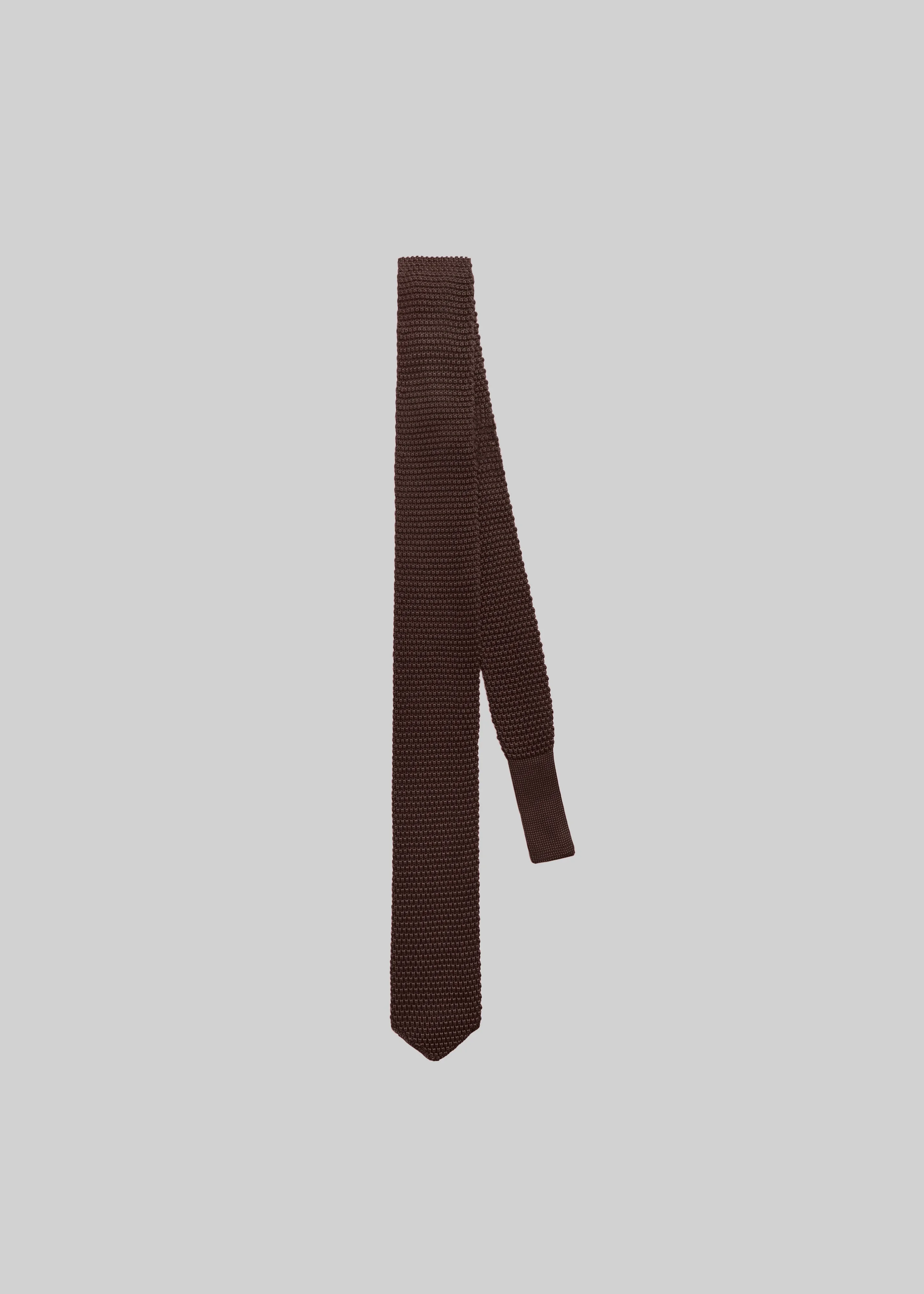 Zira Knitted Silk Tie - Brown - 1