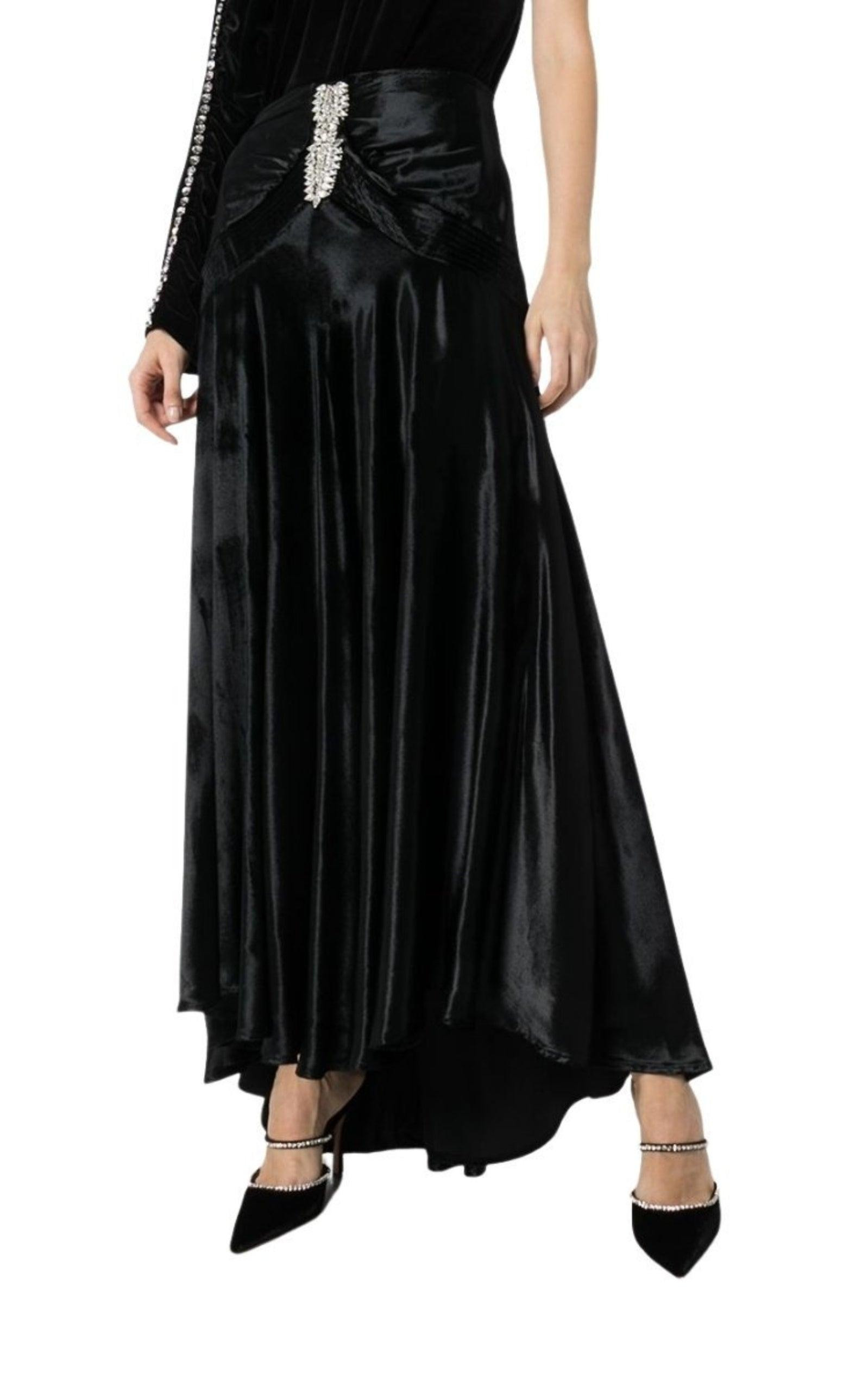 Crystal-embellished Flared Maxi Skirt - 3