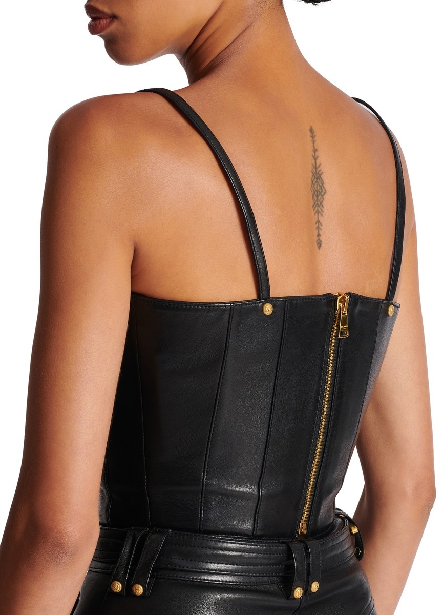 Leather Top with Thin Shoulder Straps - 5