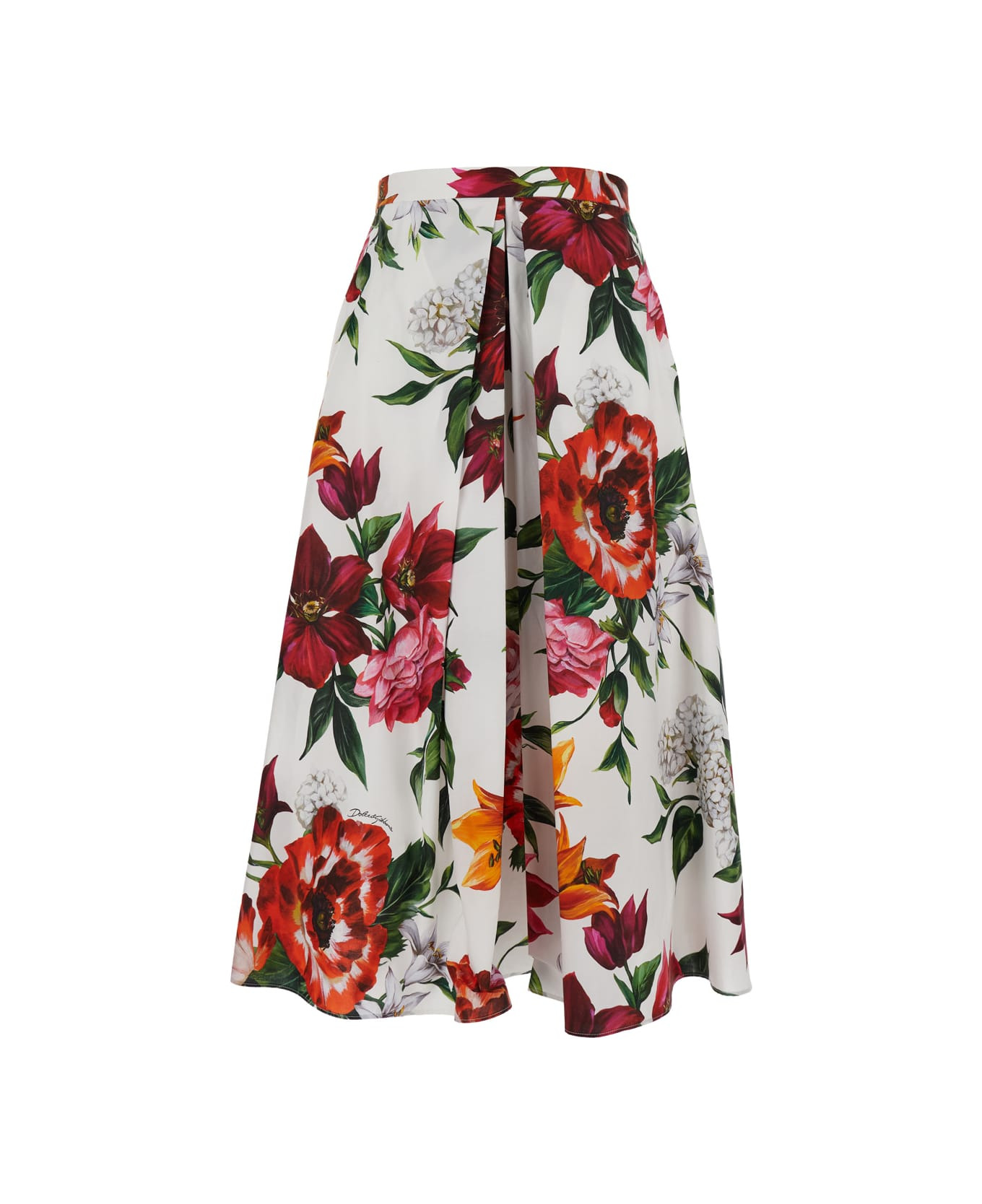 Flower Print Pleated Skirt - 1