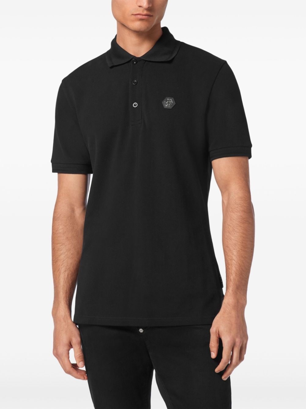 logo-patch cotton polo shirt - 3