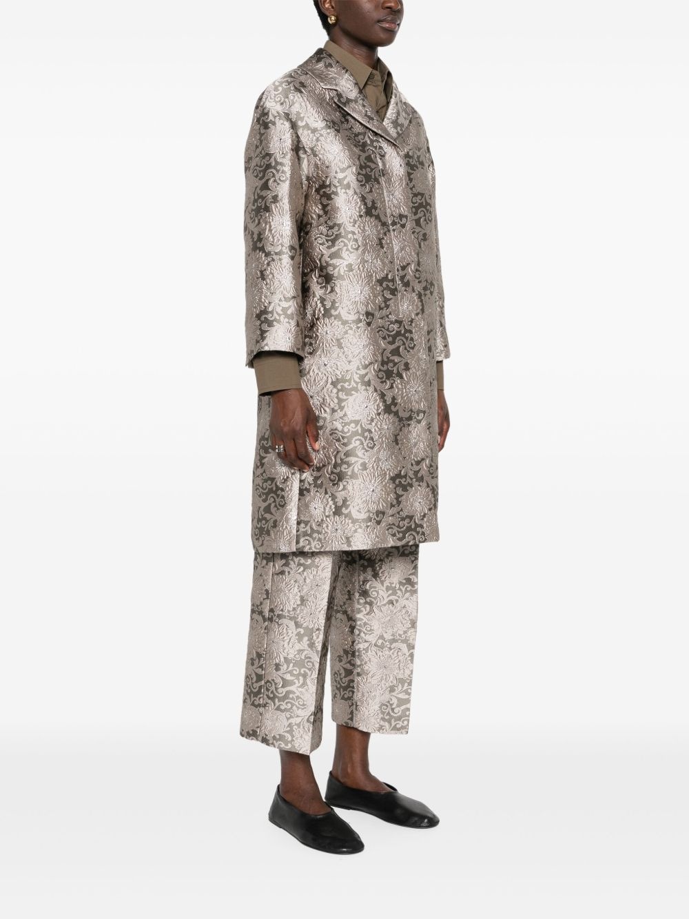 Effige floral-jacquard coat - 3