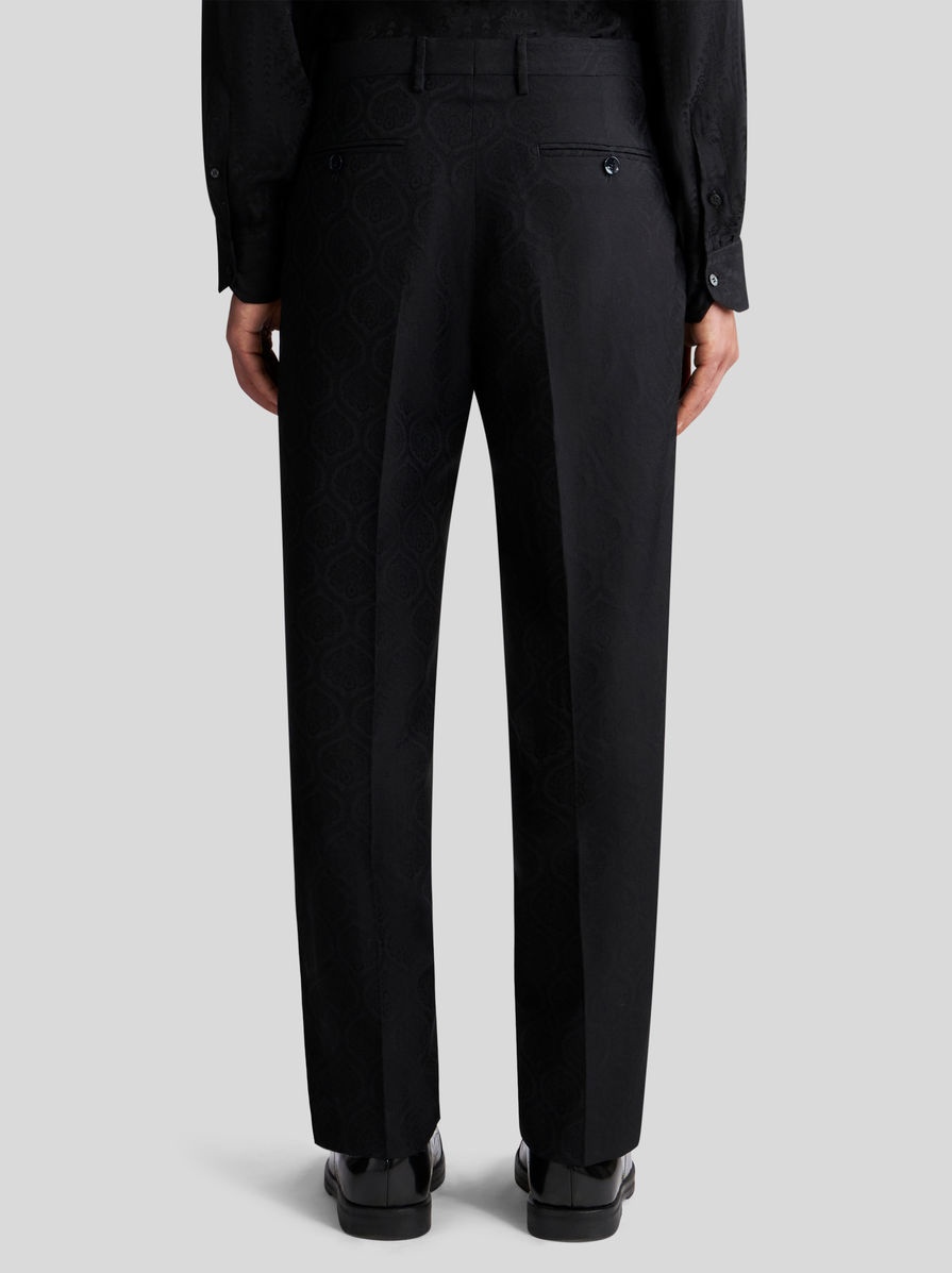 WOOL AND COTTON JACQUARD TROUSERS - 4