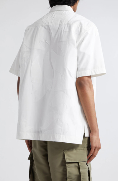 sacai Floral Embroidered Short Sleeve Button-Up Shirt outlook