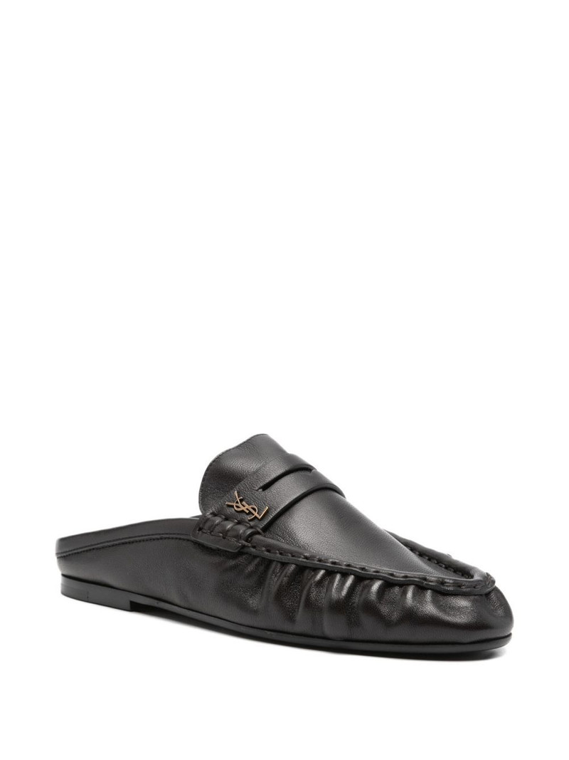 SAINT LAURENT ruched logo mules outlook