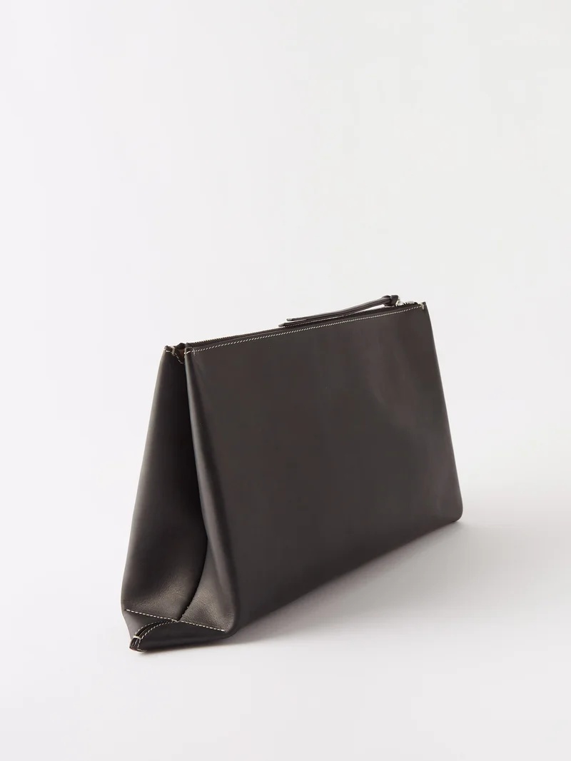 Zipped leather clutch bag - 4