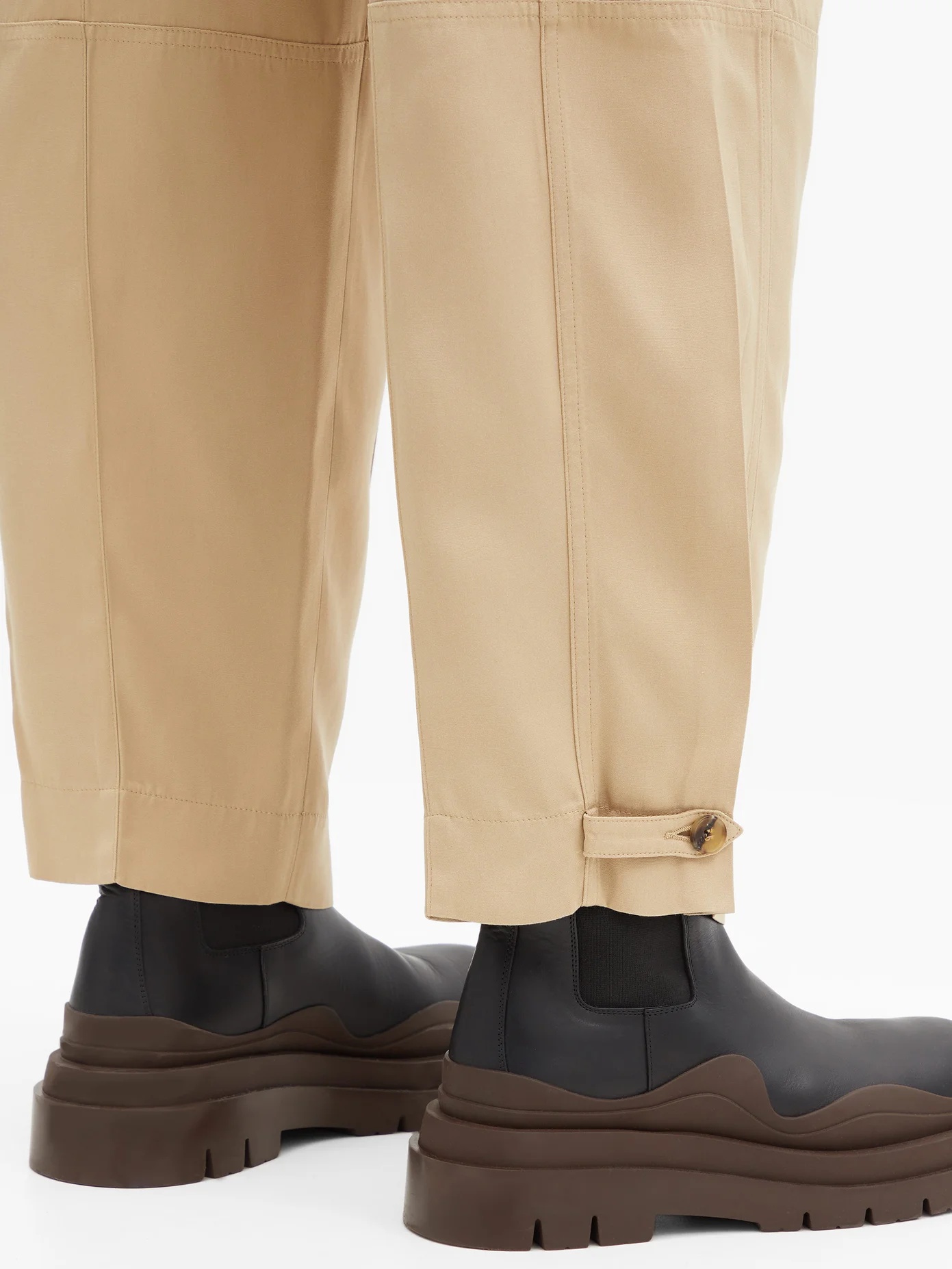 High-rise buttoned-cuff straight-leg trousers - 4