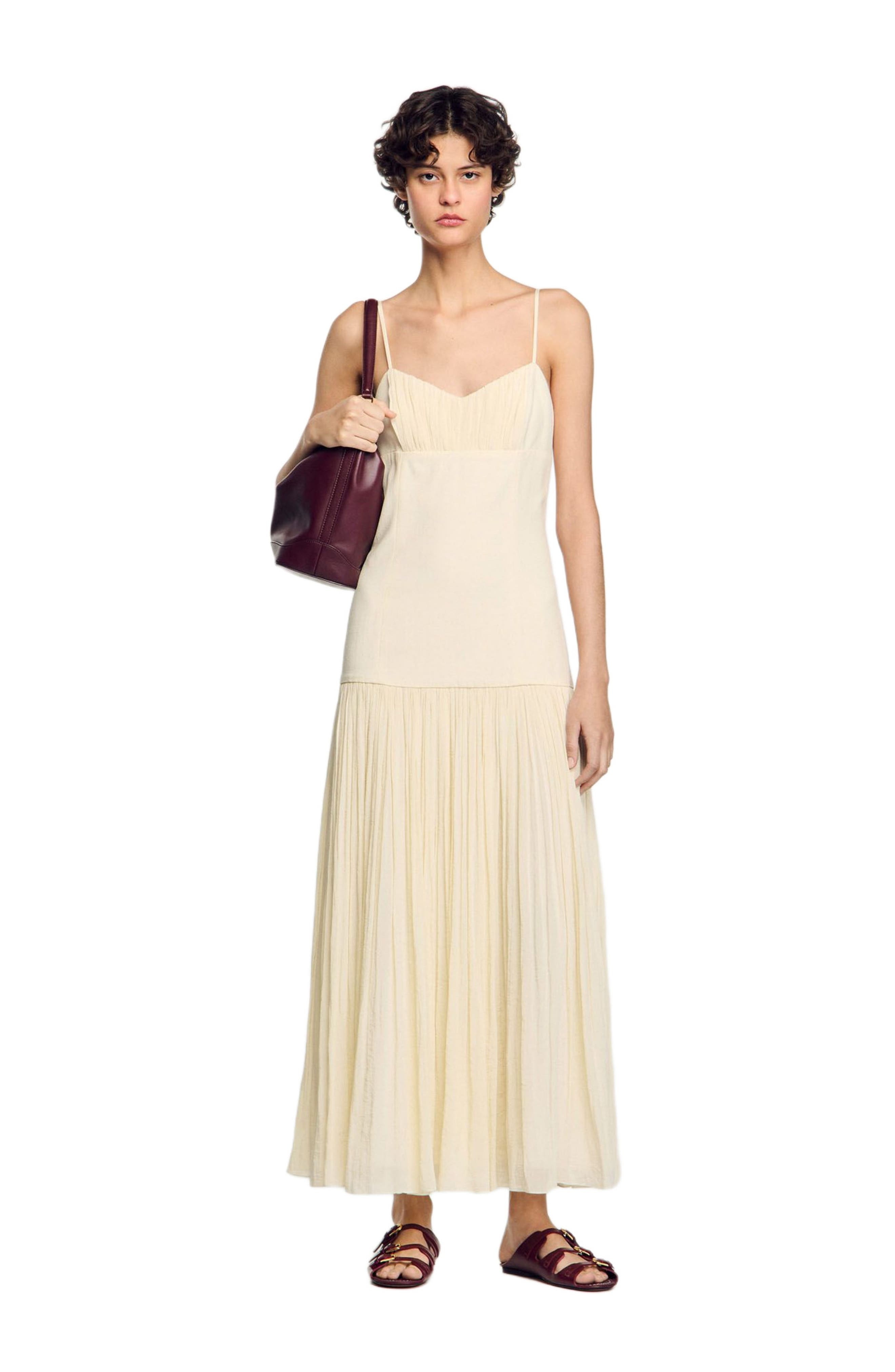 SANDRO Pleated maxi dress in Ecru at Nordstrom - 6