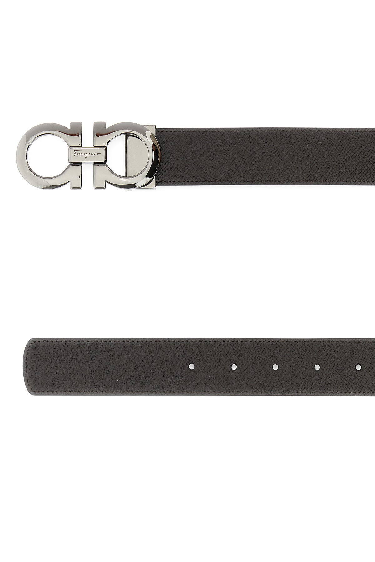 Dark brown leather reversible belt - 2