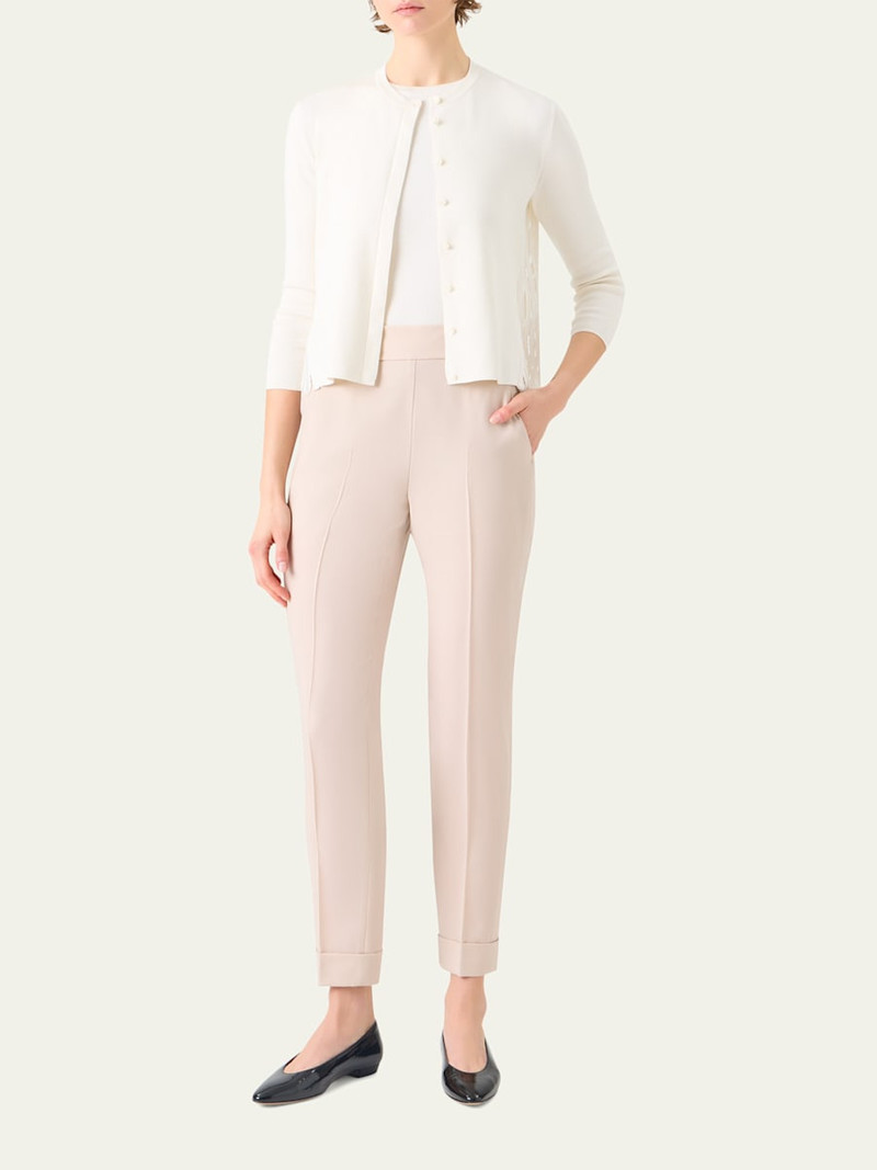 AKRIS Wave Guipure Silk Knit Crewneck Cardigan outlook