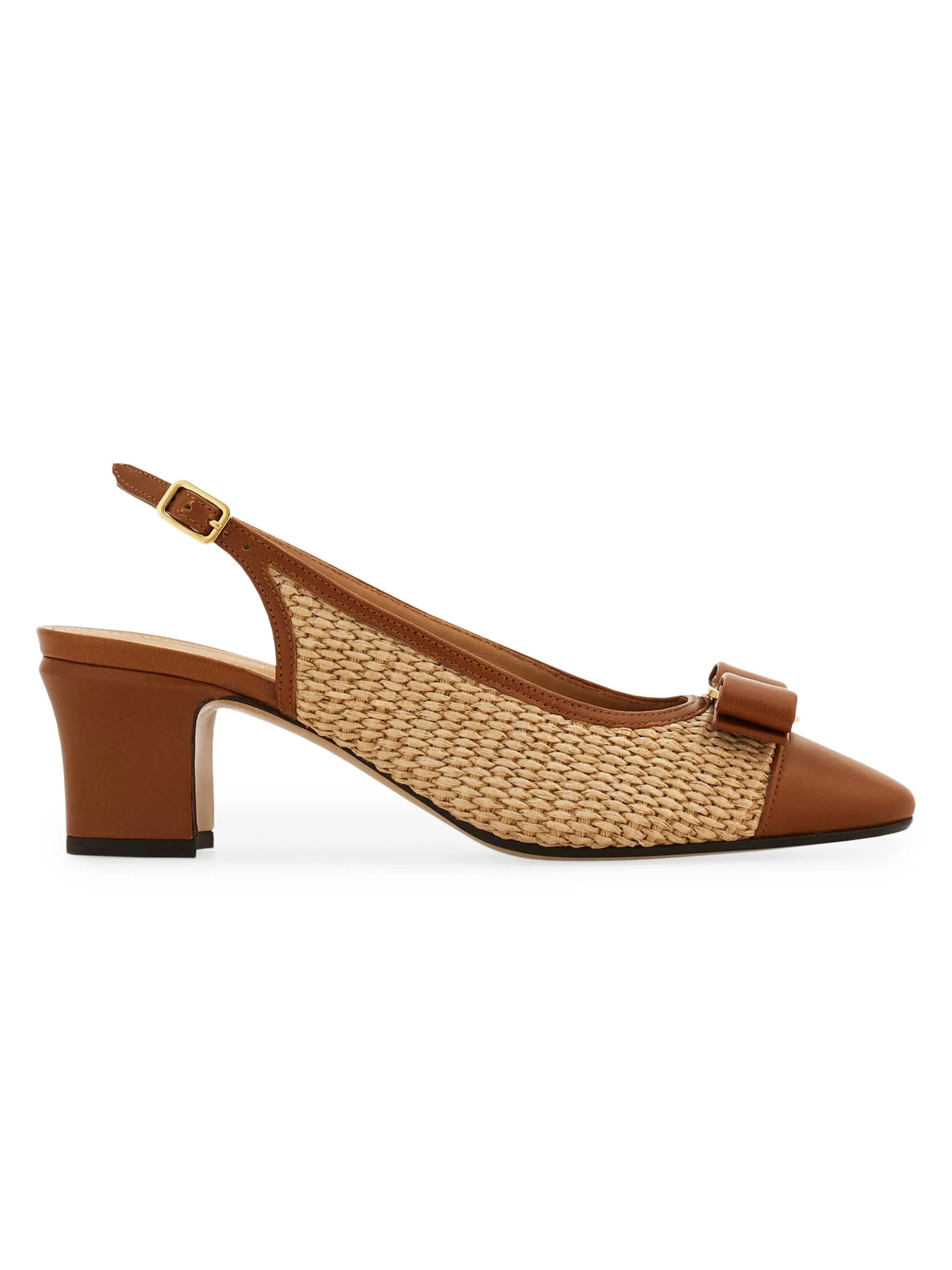 Women's Vetty 55MM Raffia & Leather Slingback Pumps - Naturale Biscotto - 1