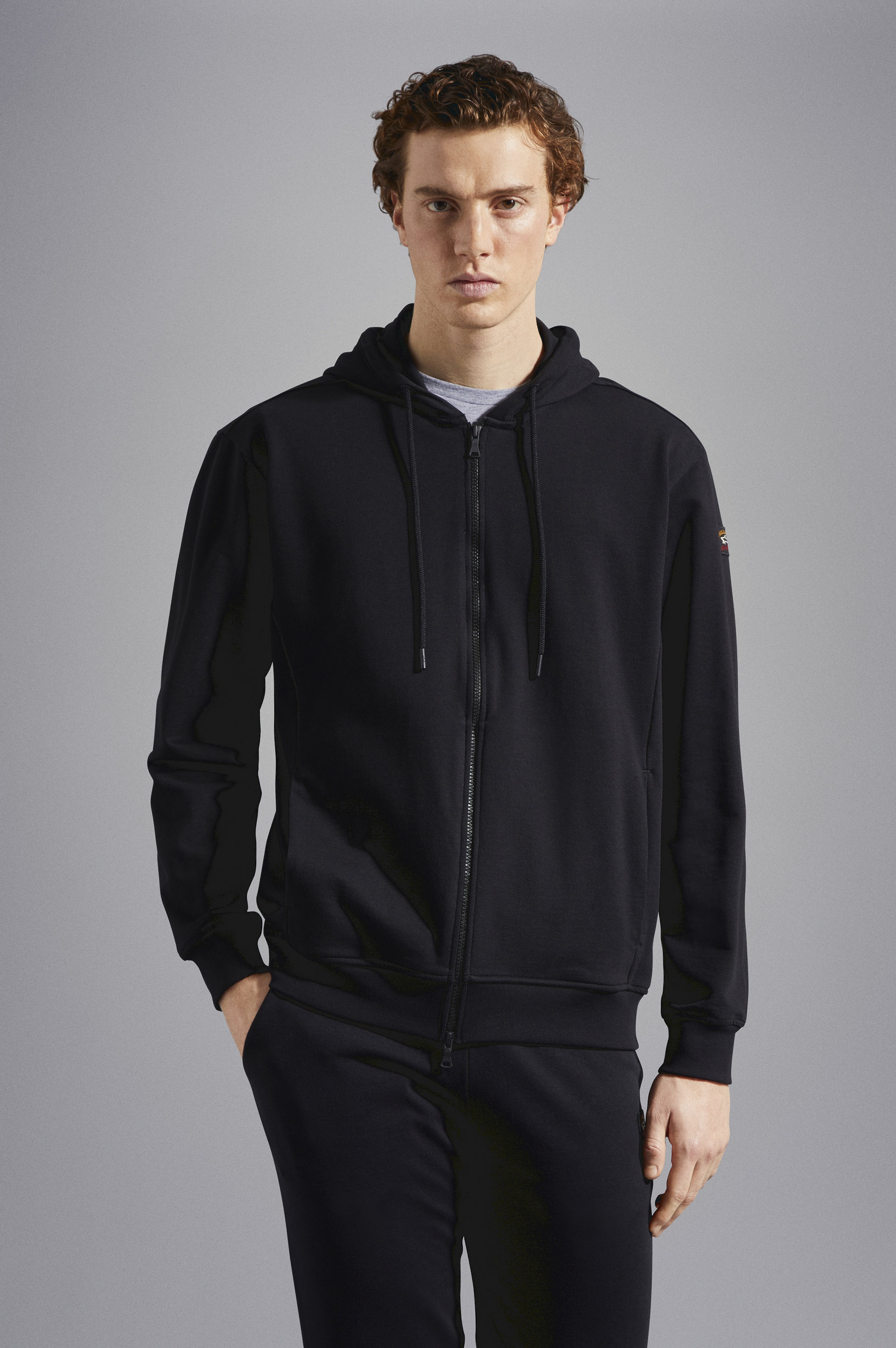 COTTON FULL ZIP SWEATSHIRT WITH ICONIC BADGE - 6