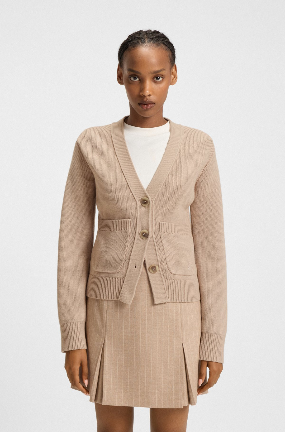 WOOL-BLEND CARDIGAN WITH EMBROIDERED LOGO - 2