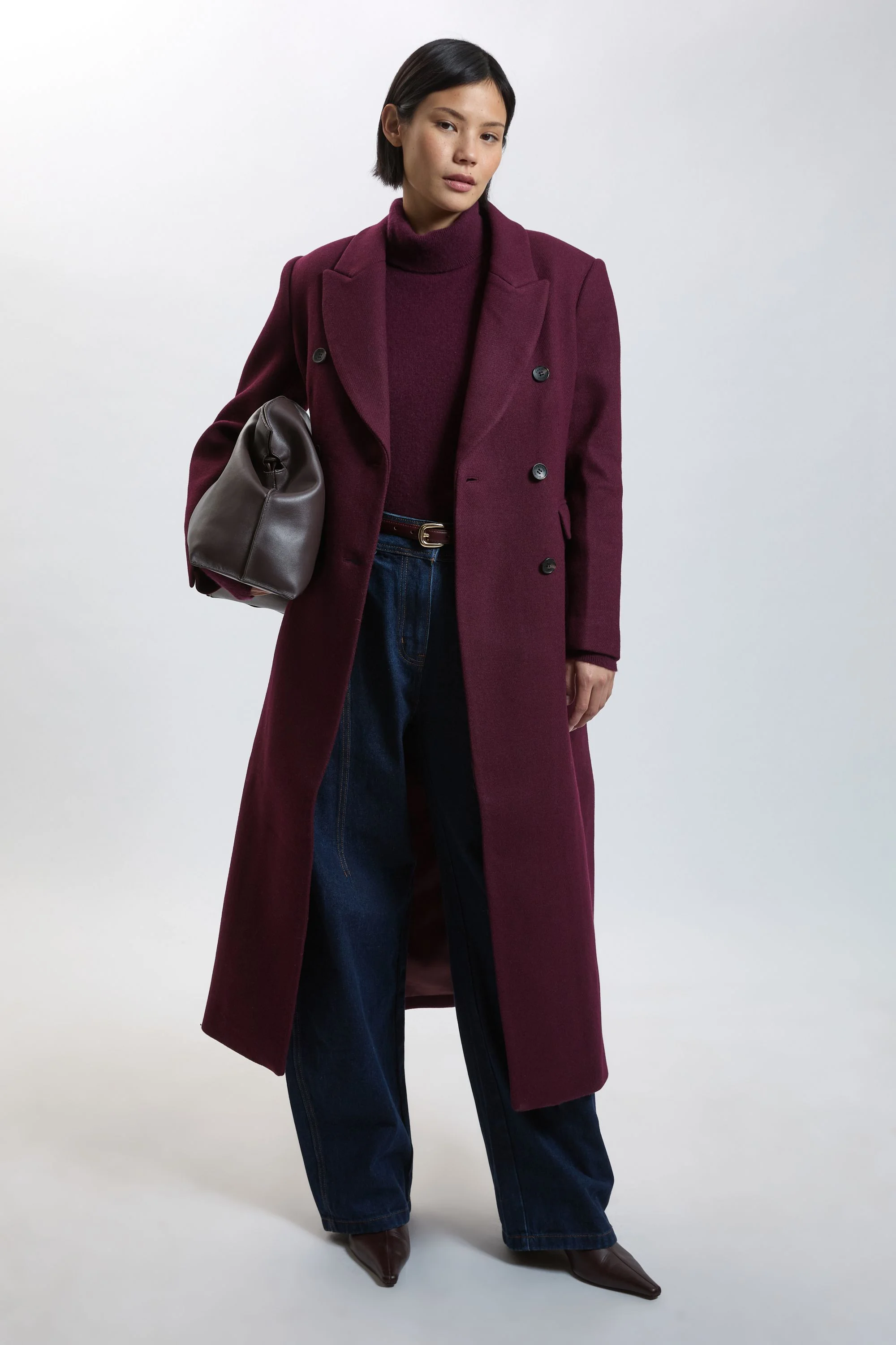 Petite Wool Double Breasted Tailored Maxi Coat - 1