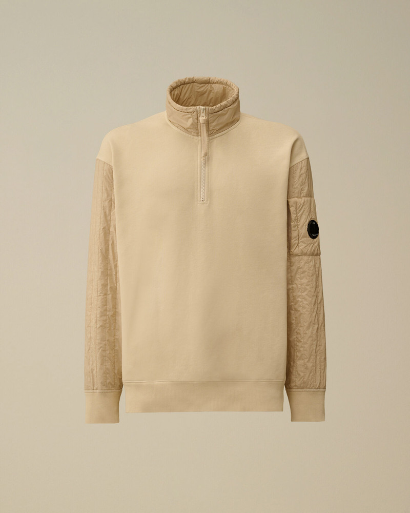 Diagonal Raised Fleece Mixed Half Zip Sweatshirt 1