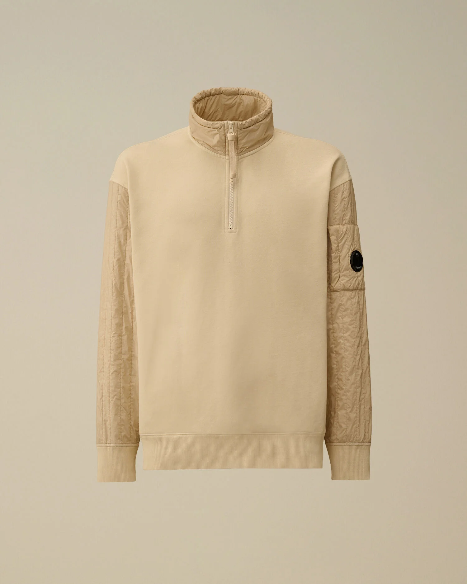 Diagonal Raised Fleece Mixed Half Zip Sweatshirt - 1