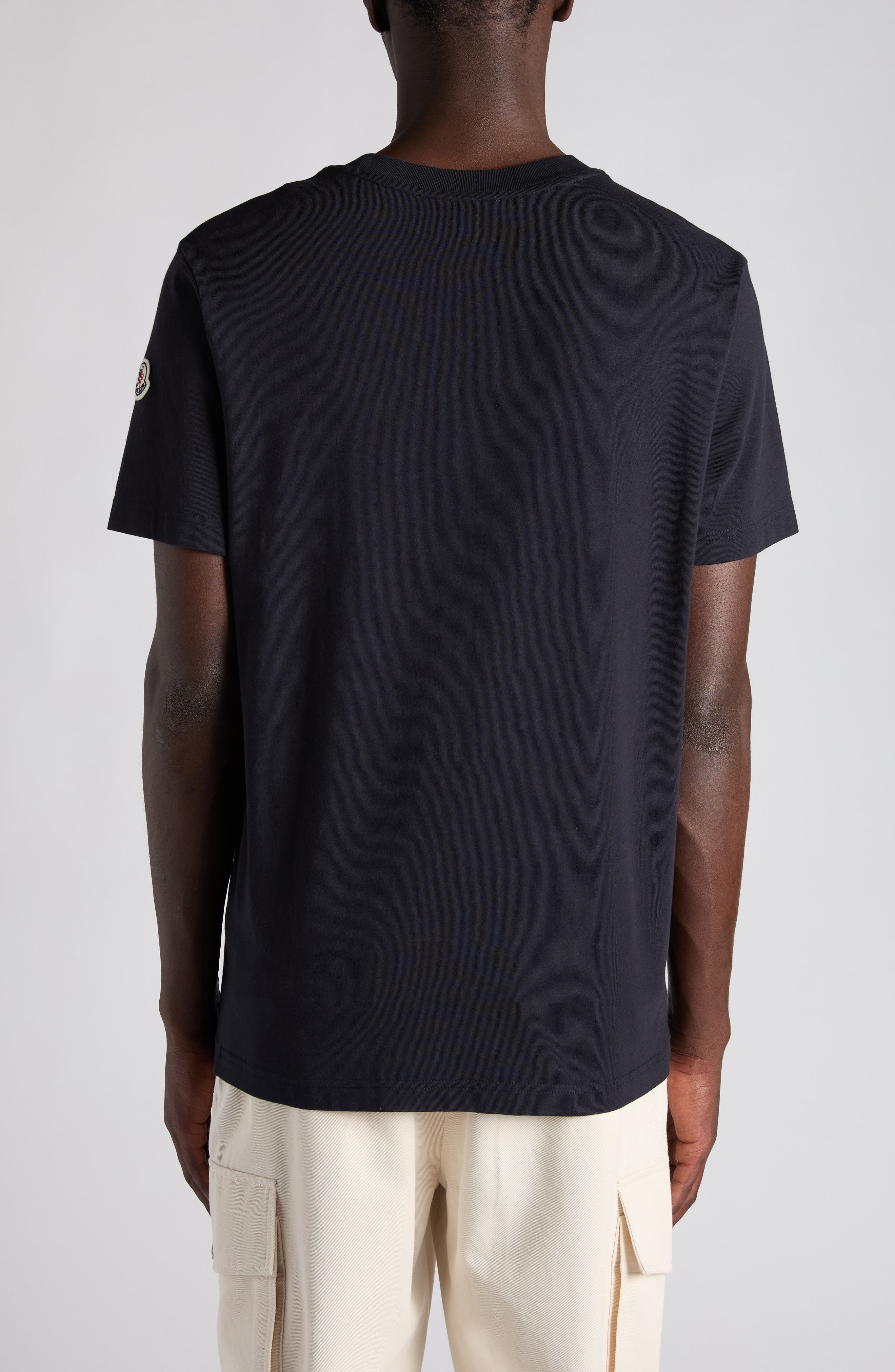 Moncler Monogram Logo Cotton T-Shirt in Navy at Nordstrom - 3