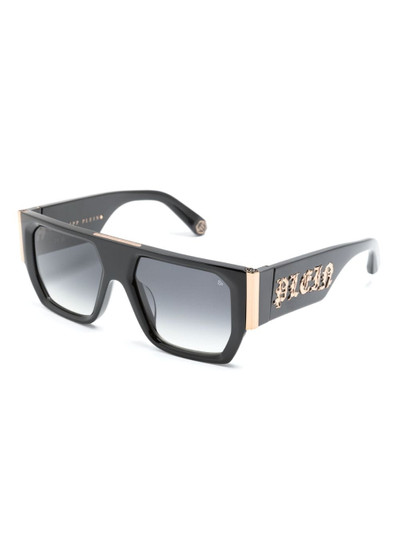 PHILIPP PLEIN logo-lettering rectangle-frame sunglasses outlook
