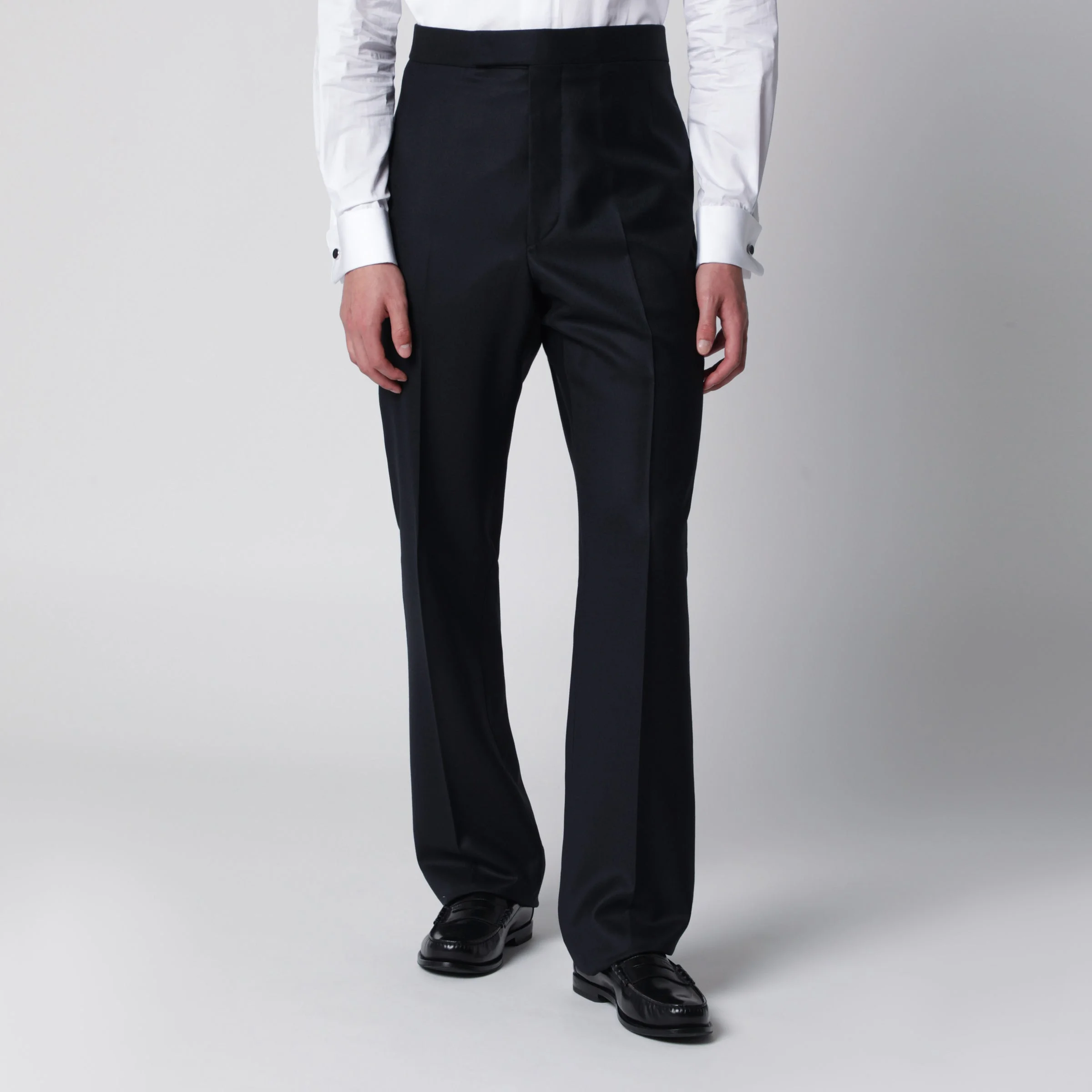 Navy blue wool trousers - 1