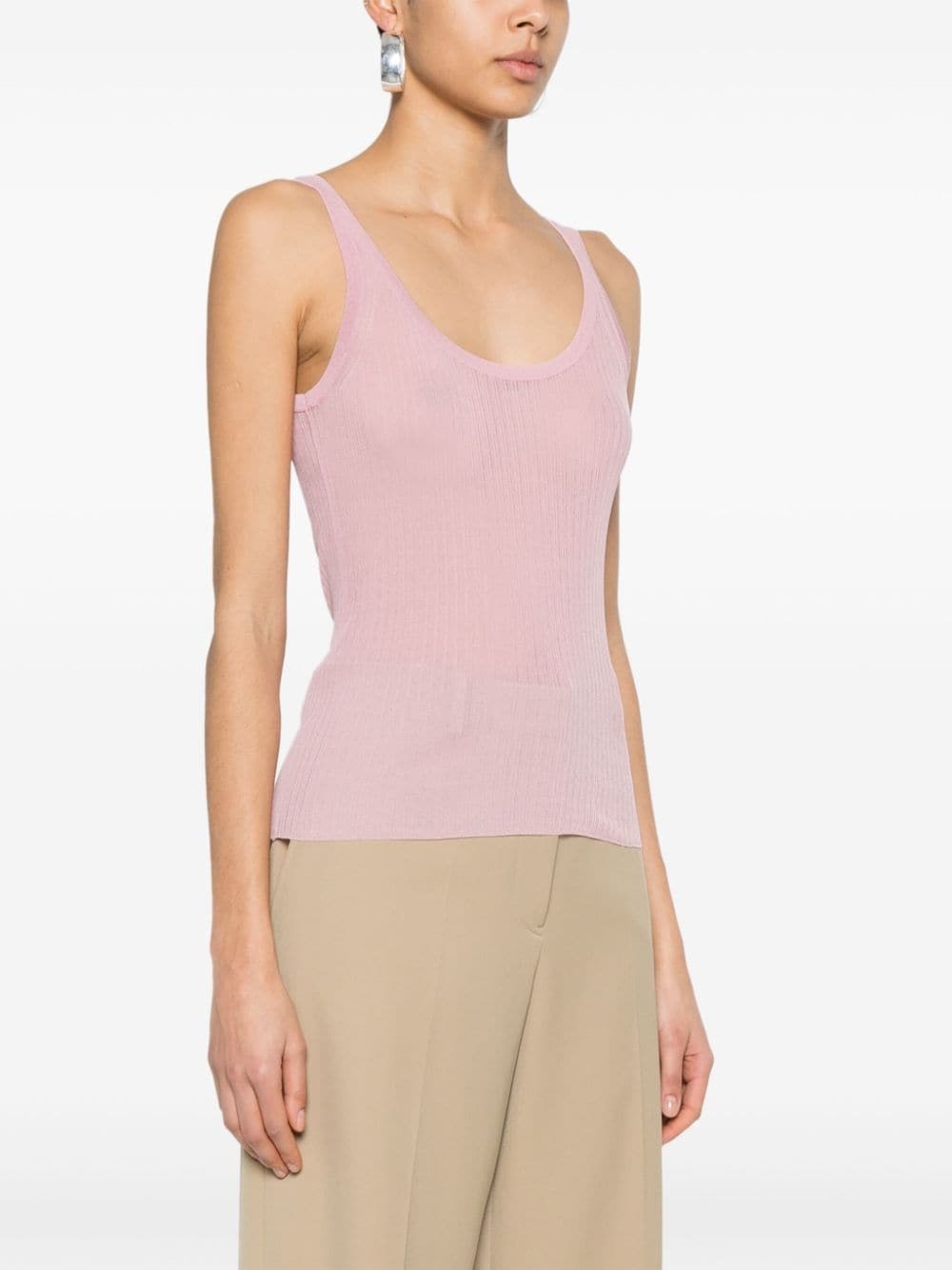 semi-sheer fine-ribbed top - 3
