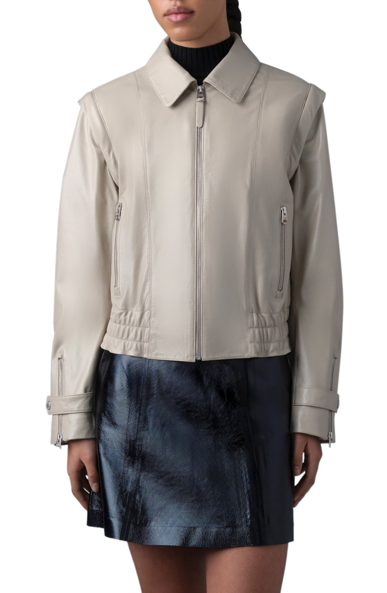 Amoree 2-in-1 Paneled Leather Jacket - 1