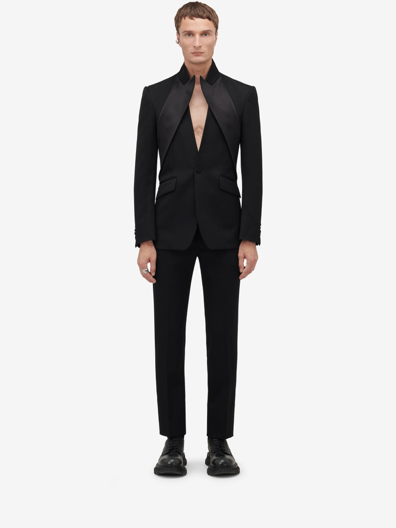 Alexander McQueen Men's Twisted Lapel Tuxedo Jacket in Black outlook