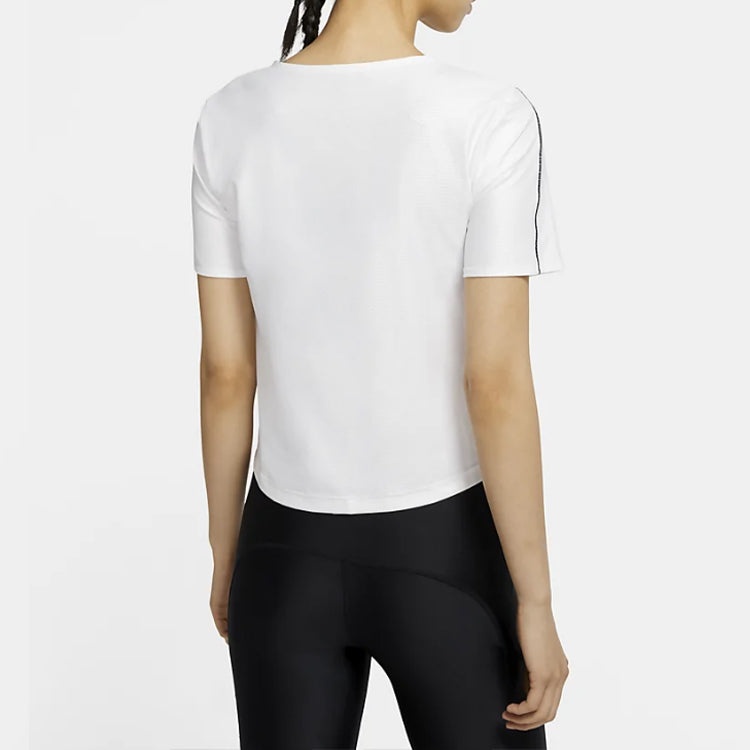 (WMNS) Nike Air Dri-FIT Quick Dry Casual Sports Running Short Sleeve 'White' CU3059-100 - 5