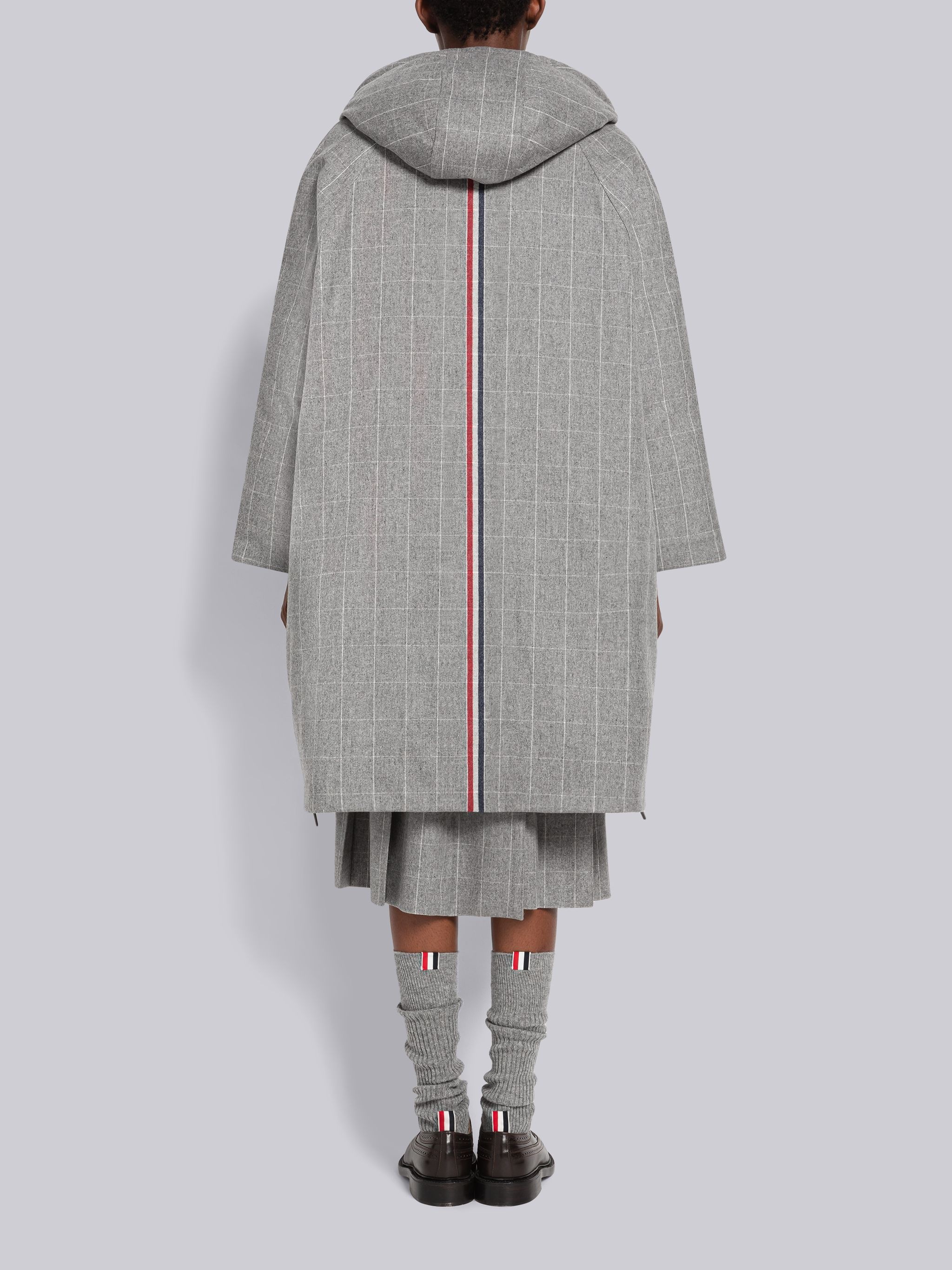 Windowpane Flannel Oversized Down Football Parka - 3