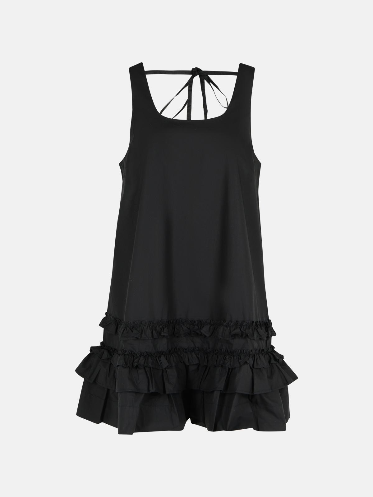 MINI DRESS IN BLACK COTTON POPLIN - 1