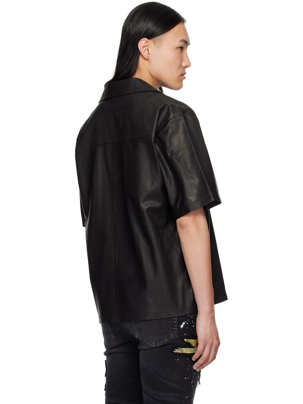 Black MA Leather Camp Shirt - 3