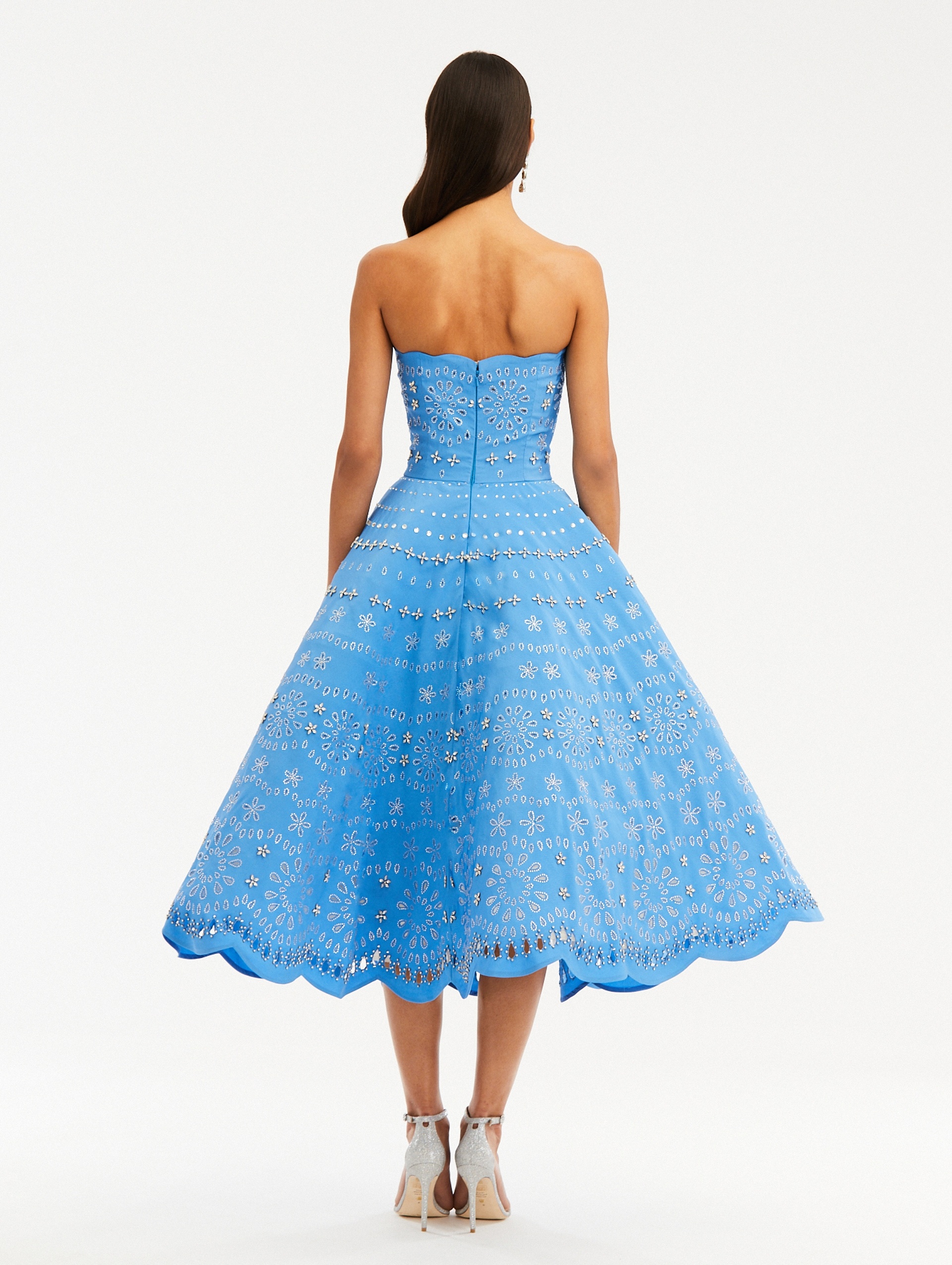 La Renta Blue Dress Oscar De Cocktail Dresses Neiman Marcus Oscar De La  Renta Strapless Scalloped